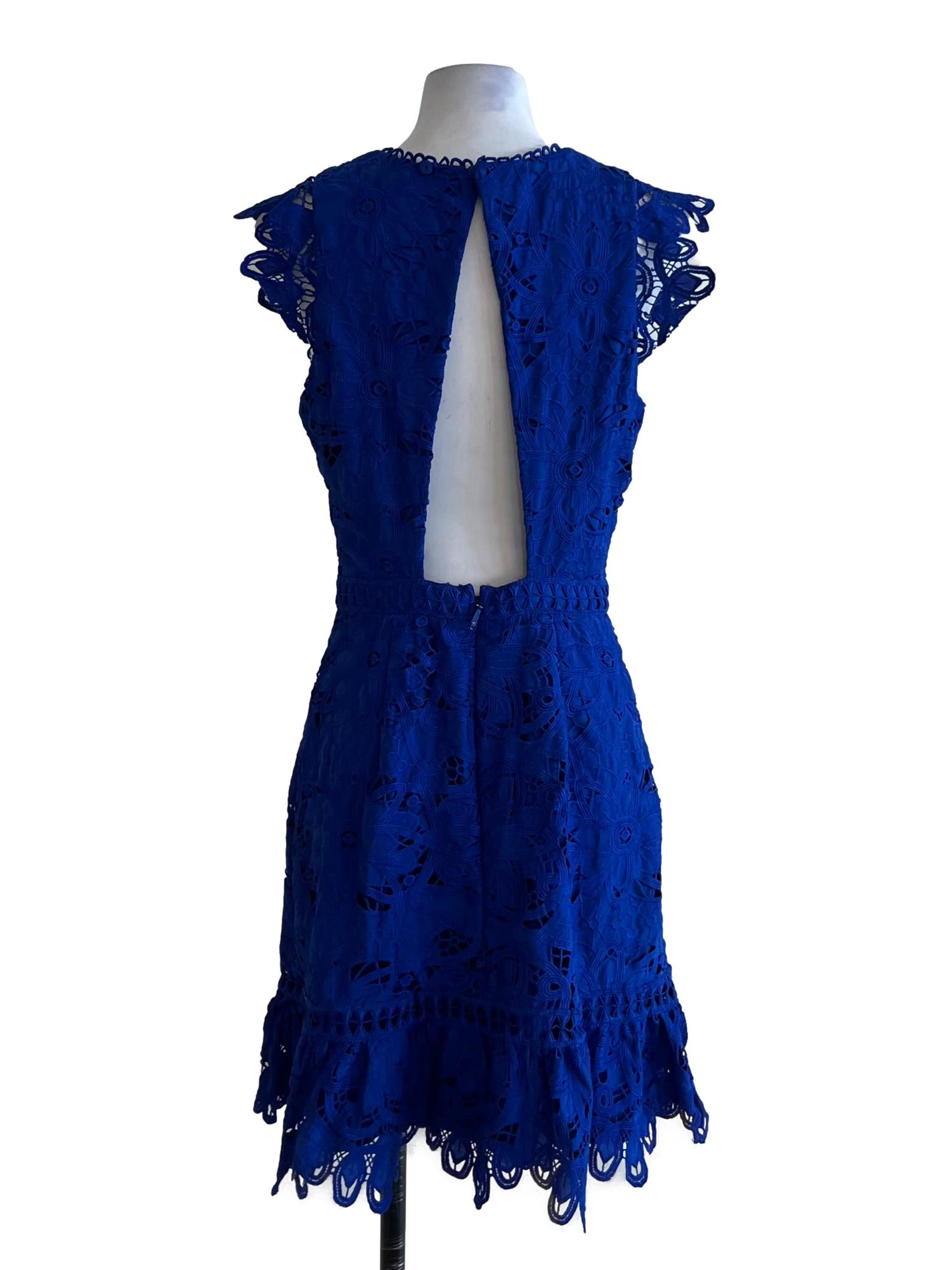 Cobalt Blue Lace Empire Dress