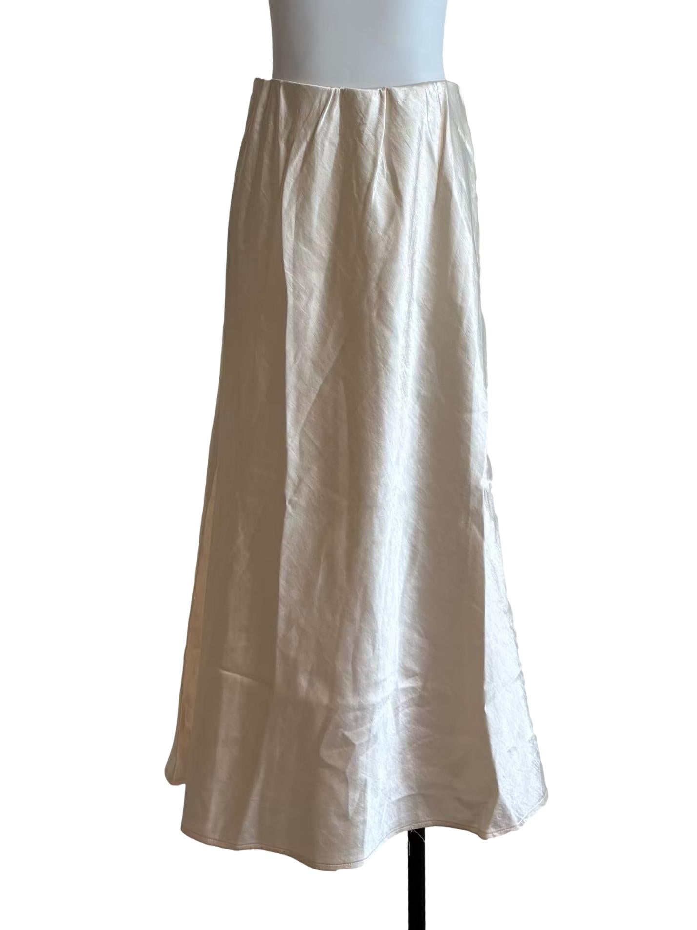 Pearl White Maxi Satin Skirt