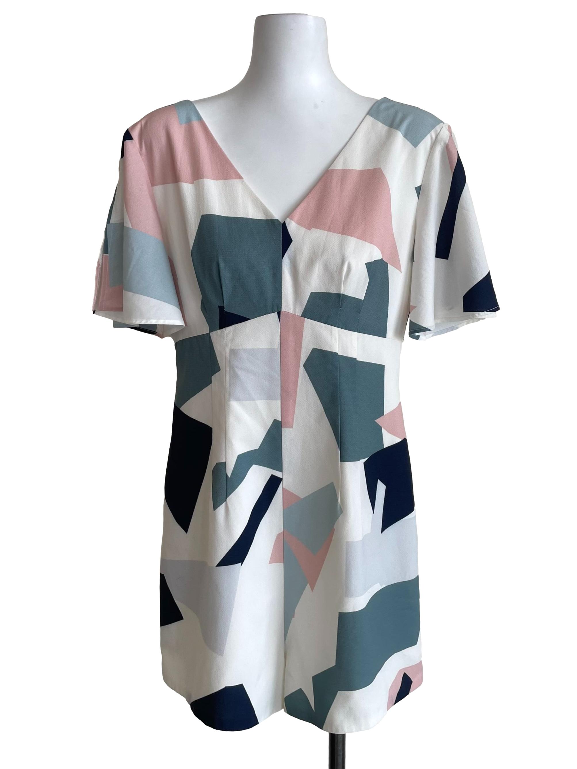 White Graphic Slit Sleeves Chiffon Romper