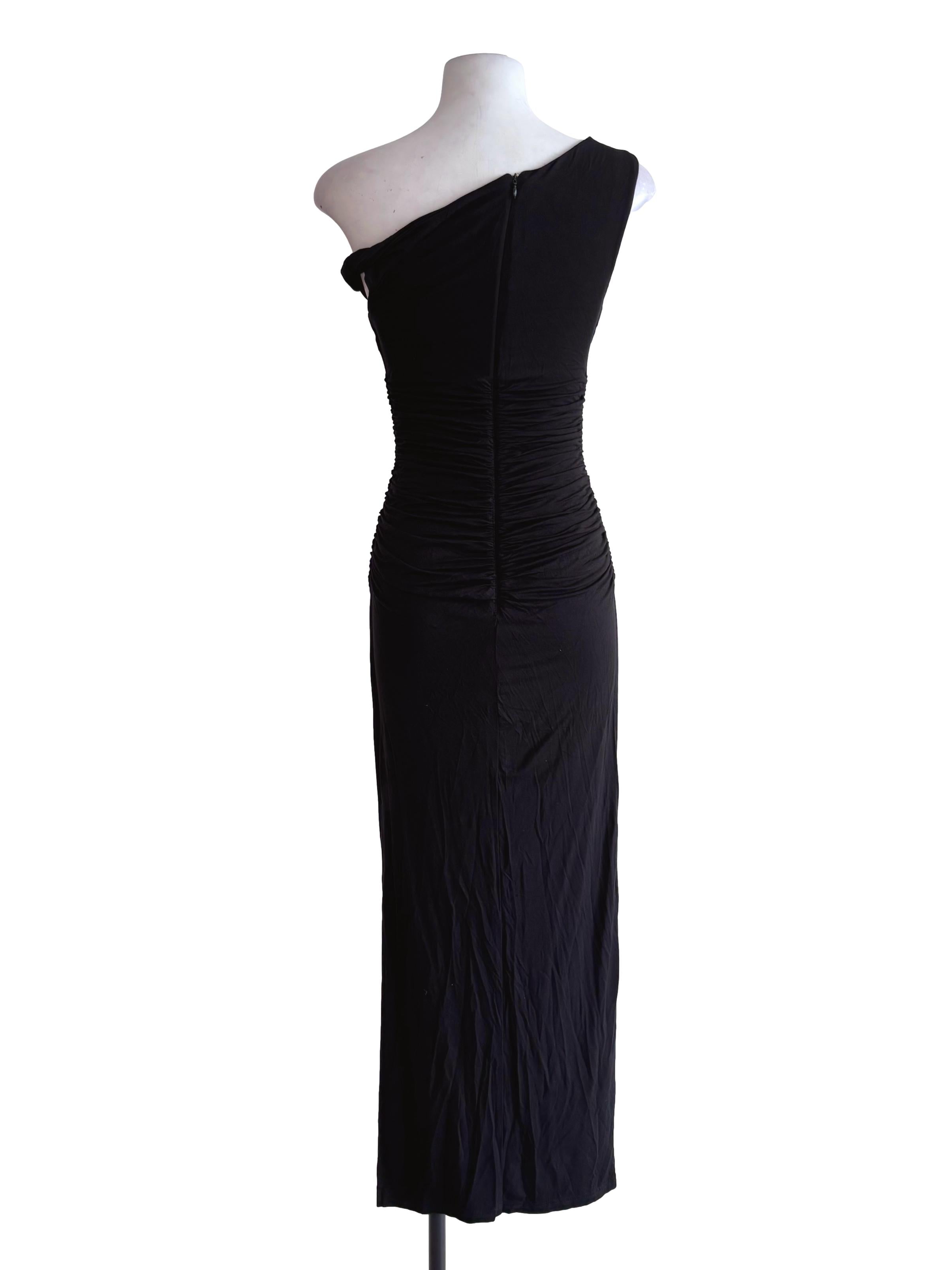 Black Off Shoulder Ruched Padded Dress
