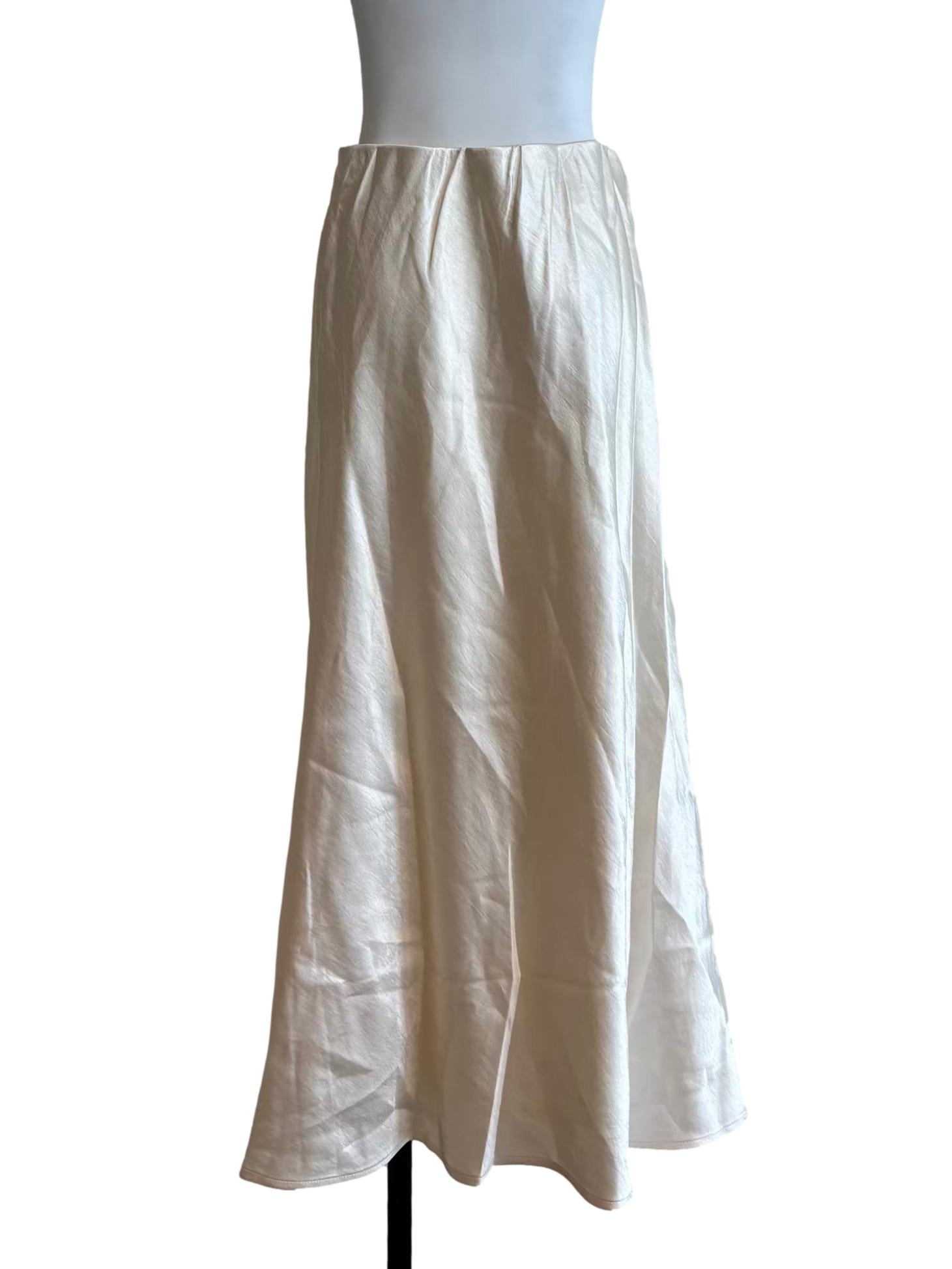 Pearl White Maxi Satin Skirt