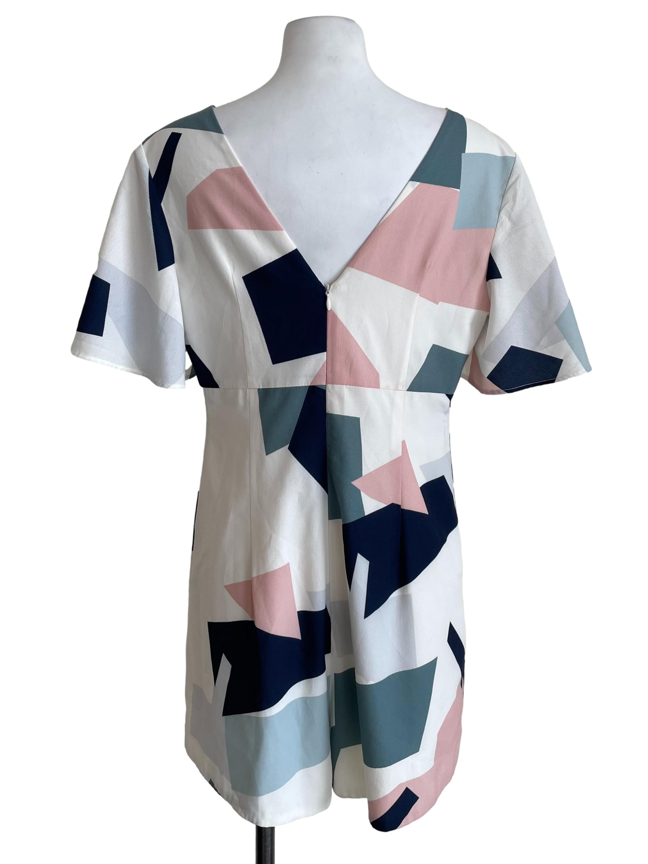 White Graphic Slit Sleeves Chiffon Romper