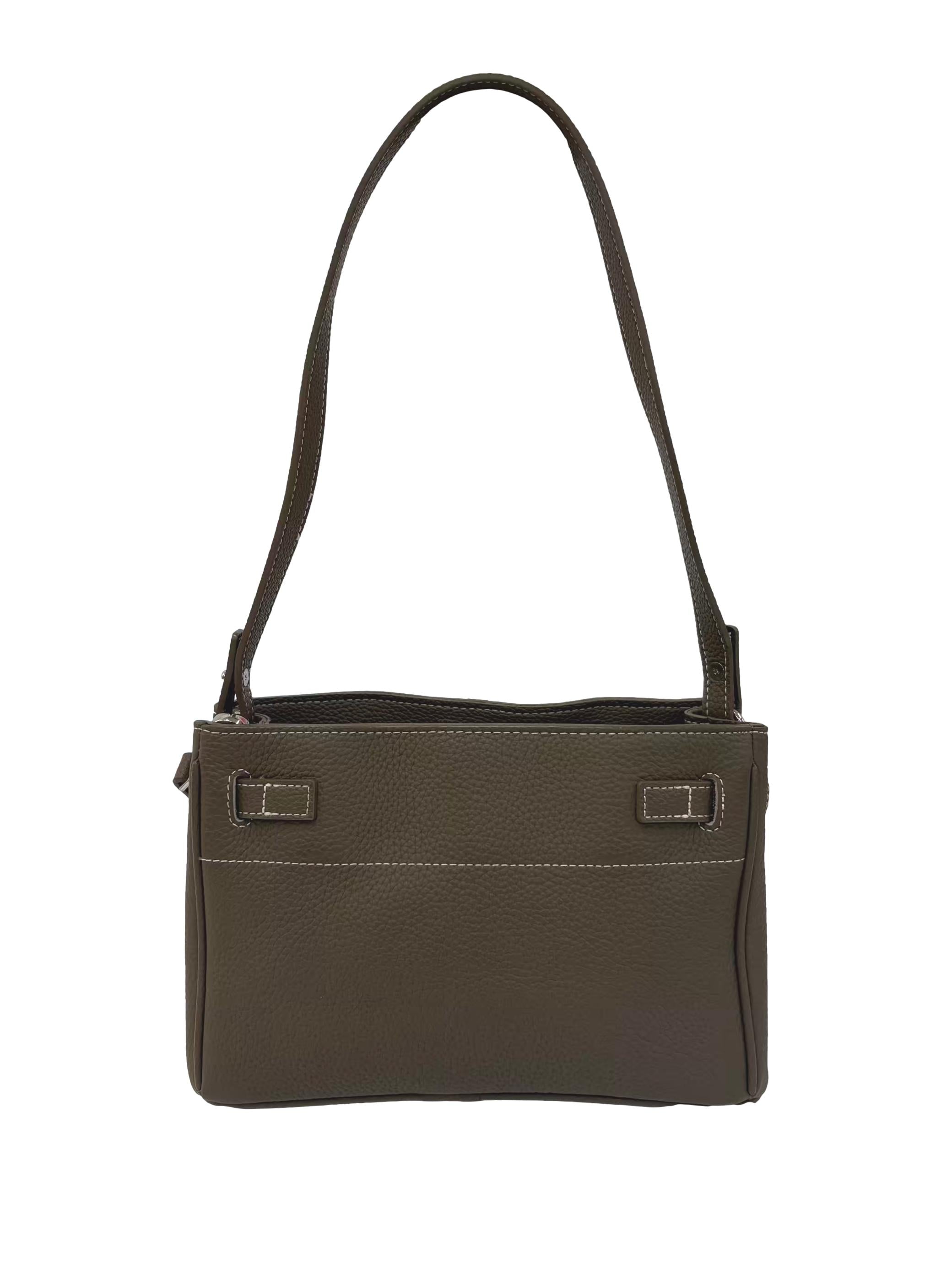 Brown Pebble Belt Crossbody Bag
