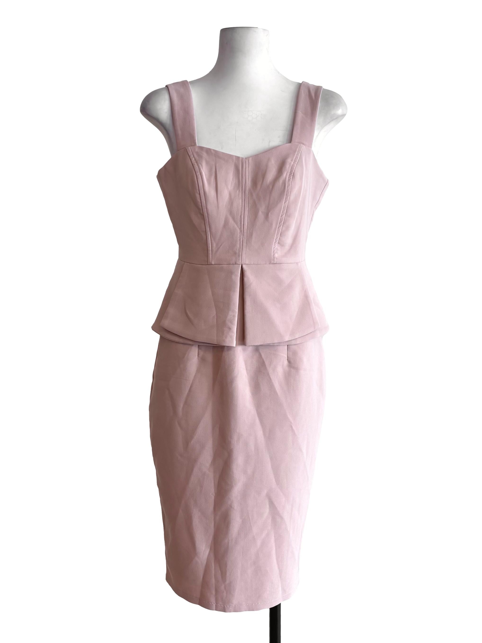 Pink Nude Peplum Dress