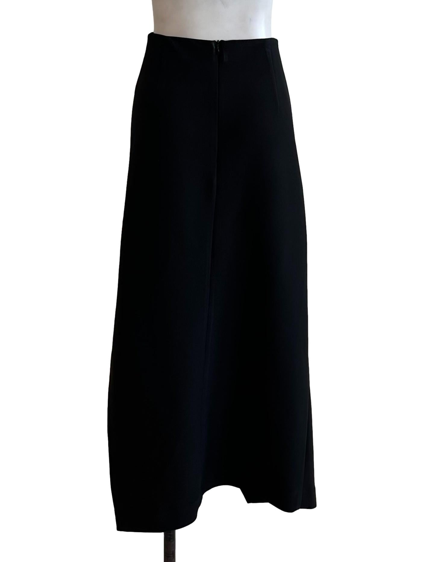 Rich Black Drape Asymmetric Skirt