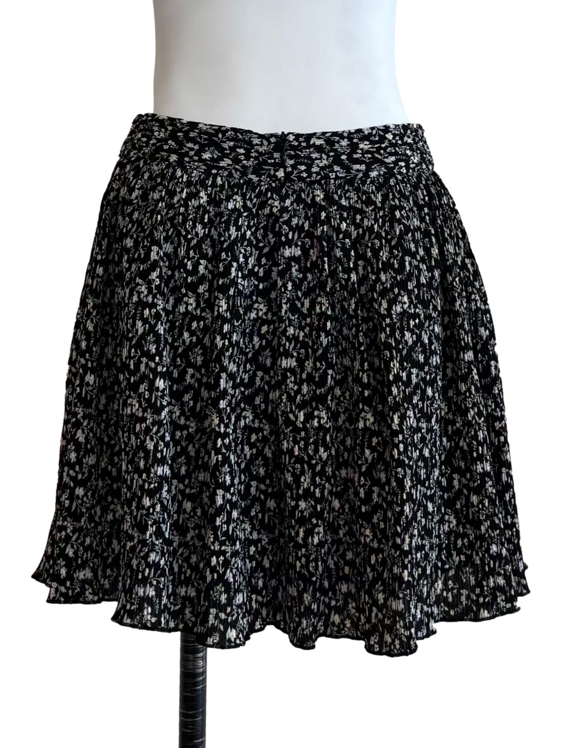 Jet Black Floral Mini Skirt