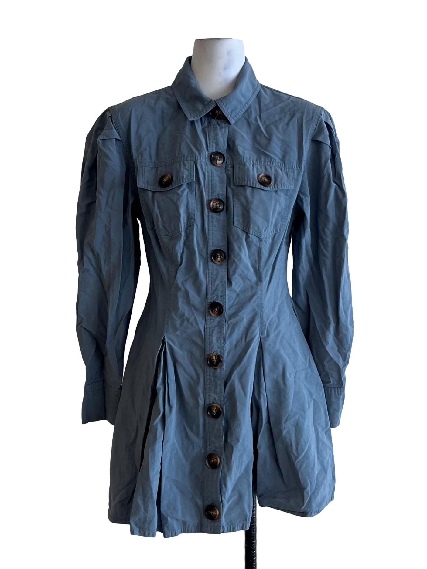 Stone Blue Wing Collar Empire Dress