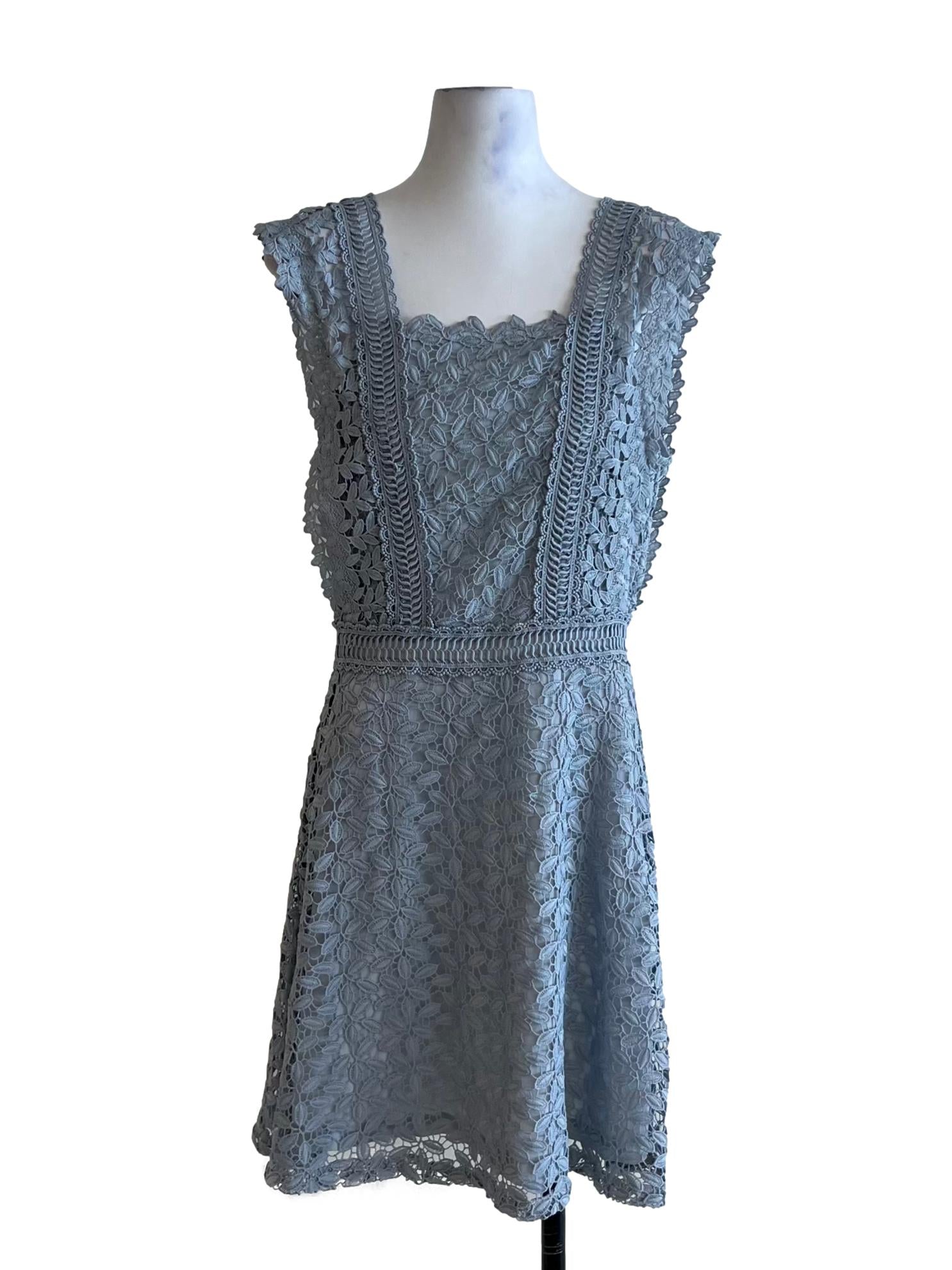 Sky Blue Lace A-Line Dress