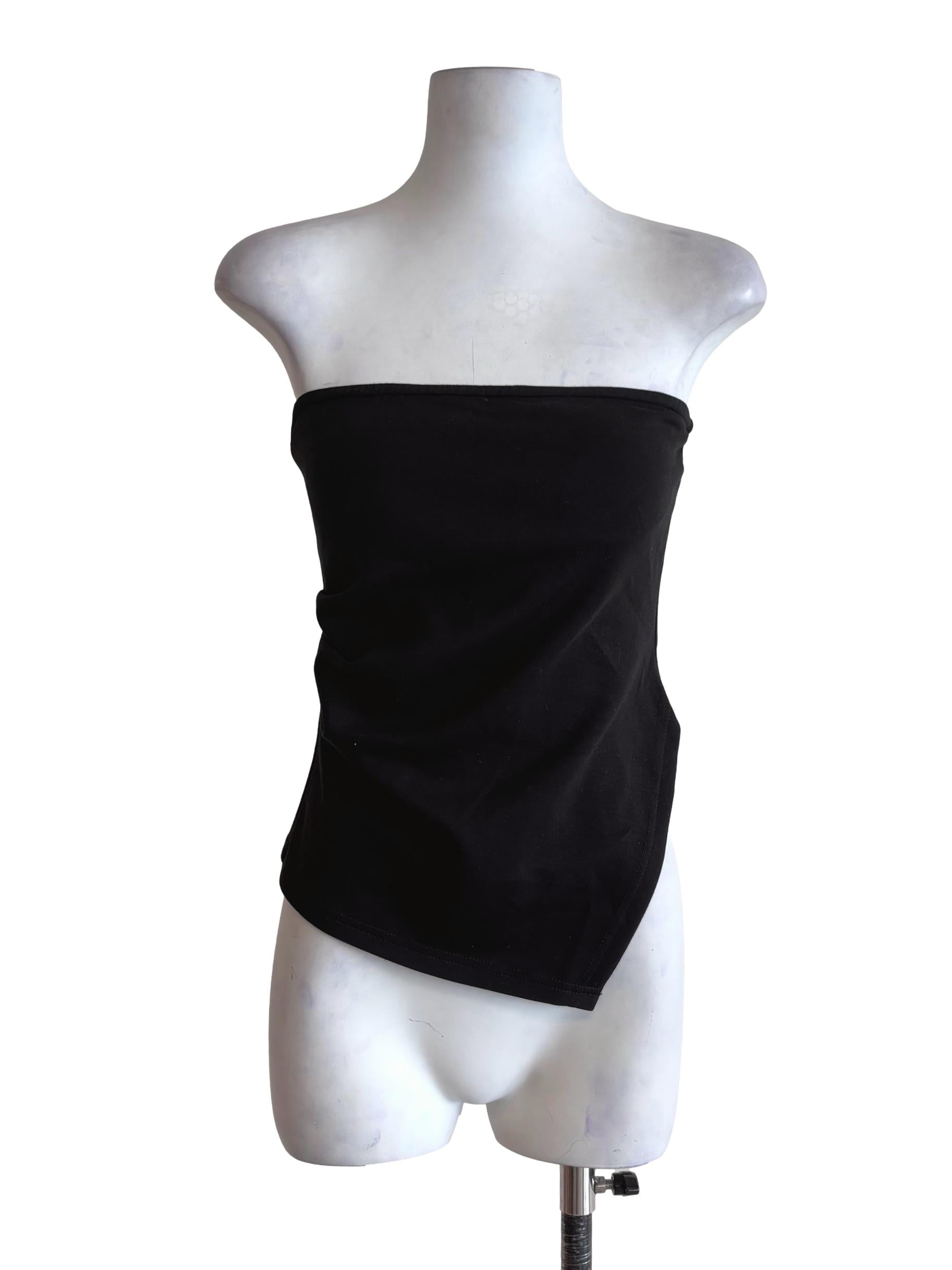Black Asymmetric Padded Tube Top TTR