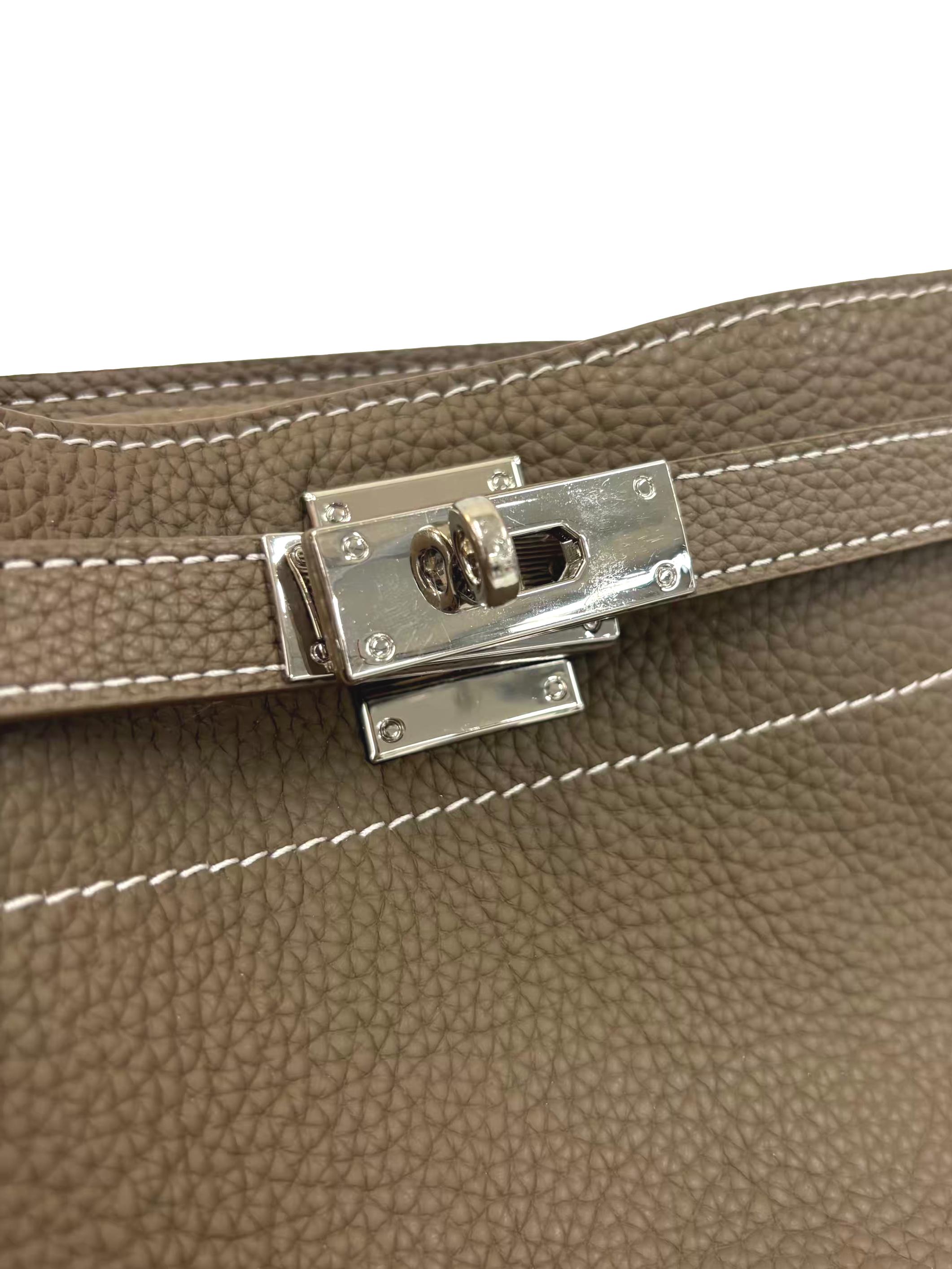 Brown Pebble Belt Crossbody Bag