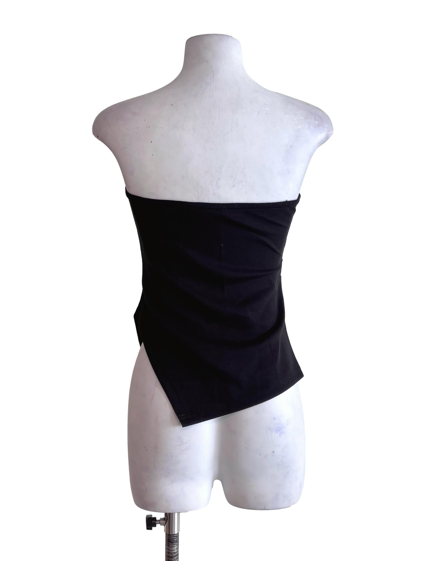 Black Asymmetric Padded Tube Top TTR