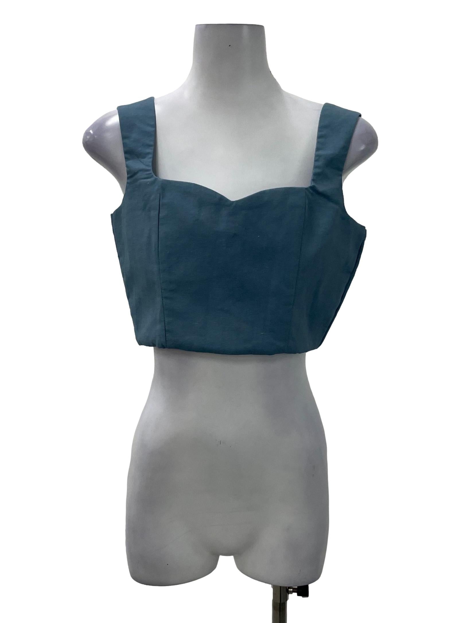 Blue Sweetheart Crop Top