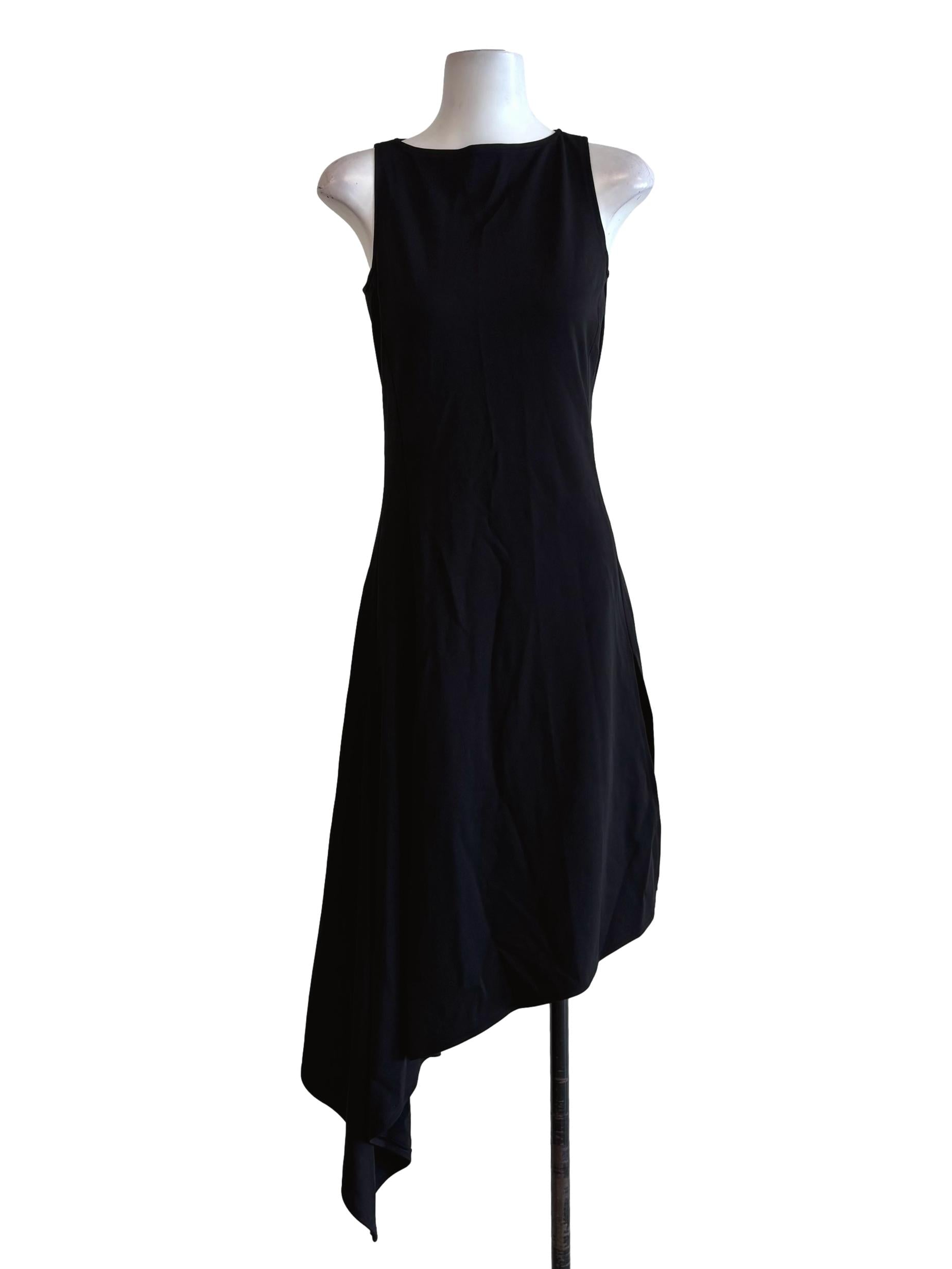 Night Black Sleeveless Asymmetrical Dress