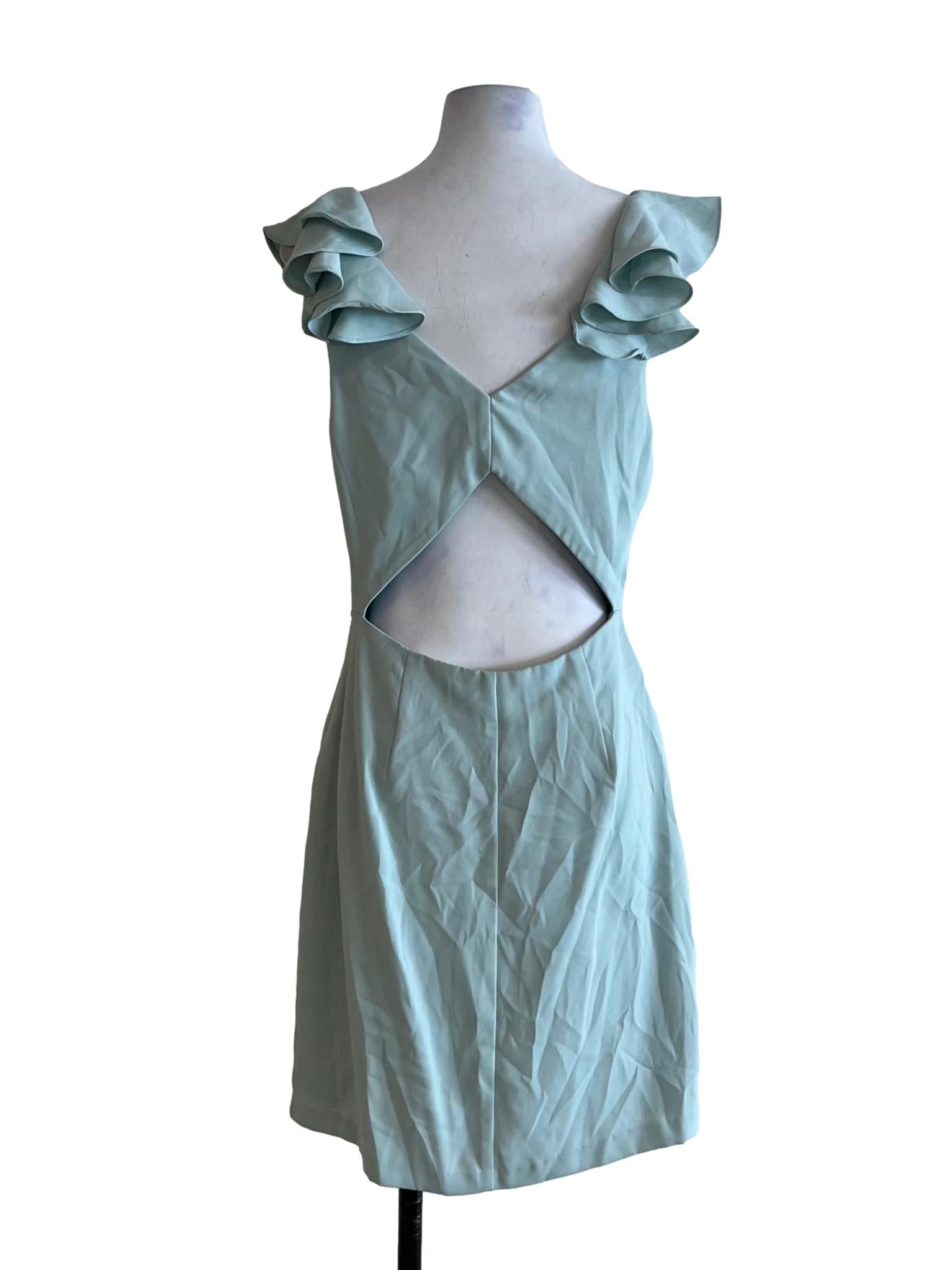 Mint Green V-Neckline A-Line Dress