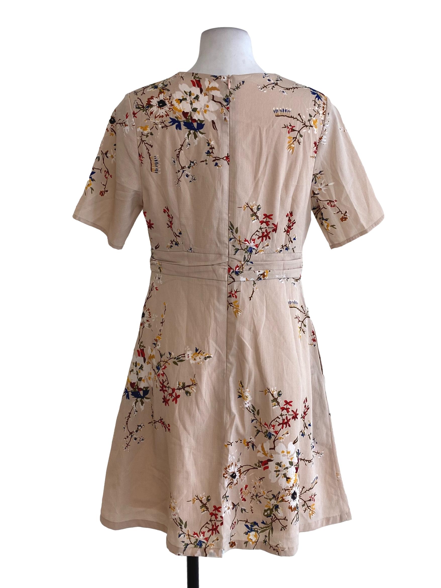Beige Floral Empire Dress