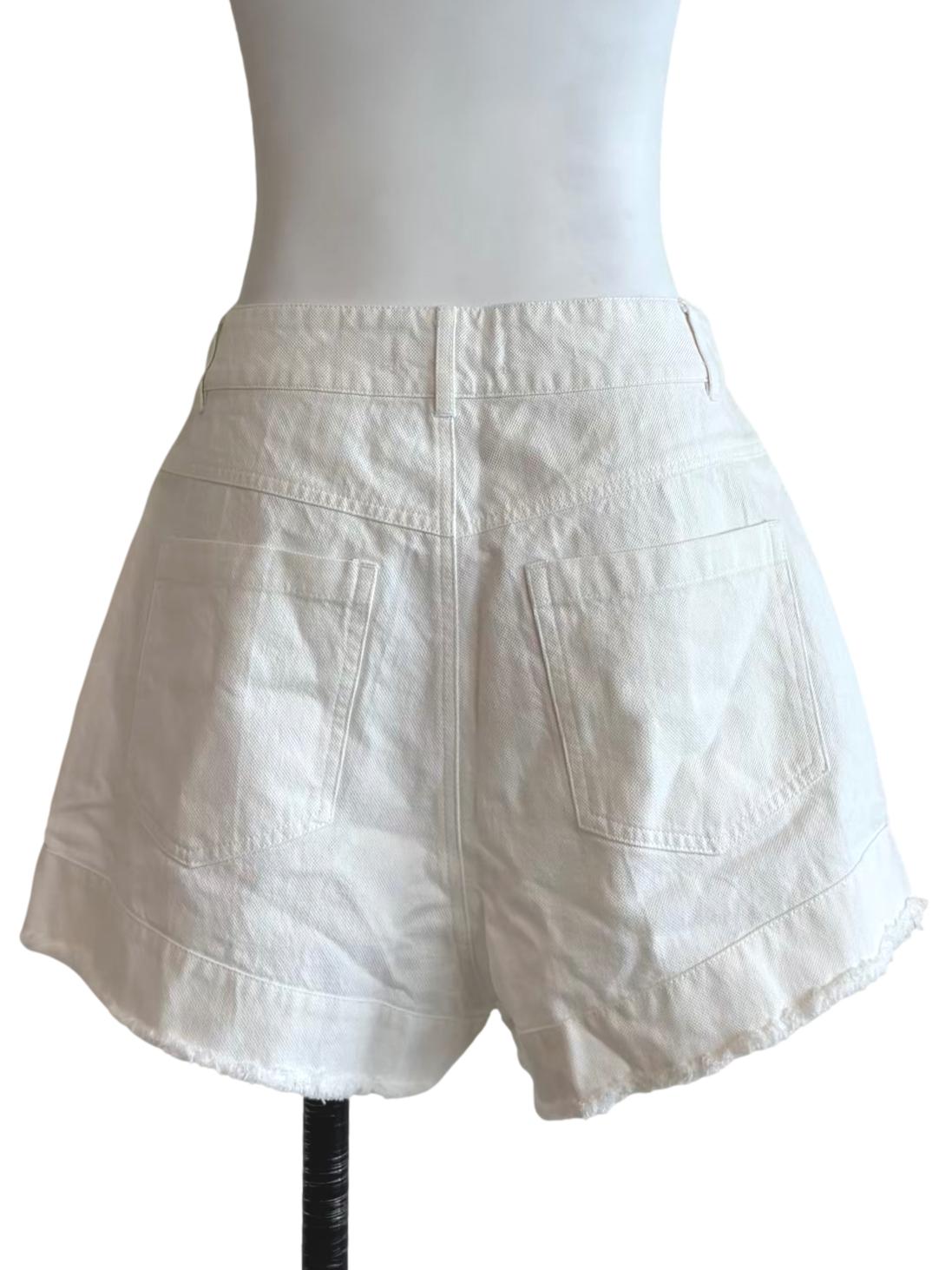 Powder White Denim Shorts