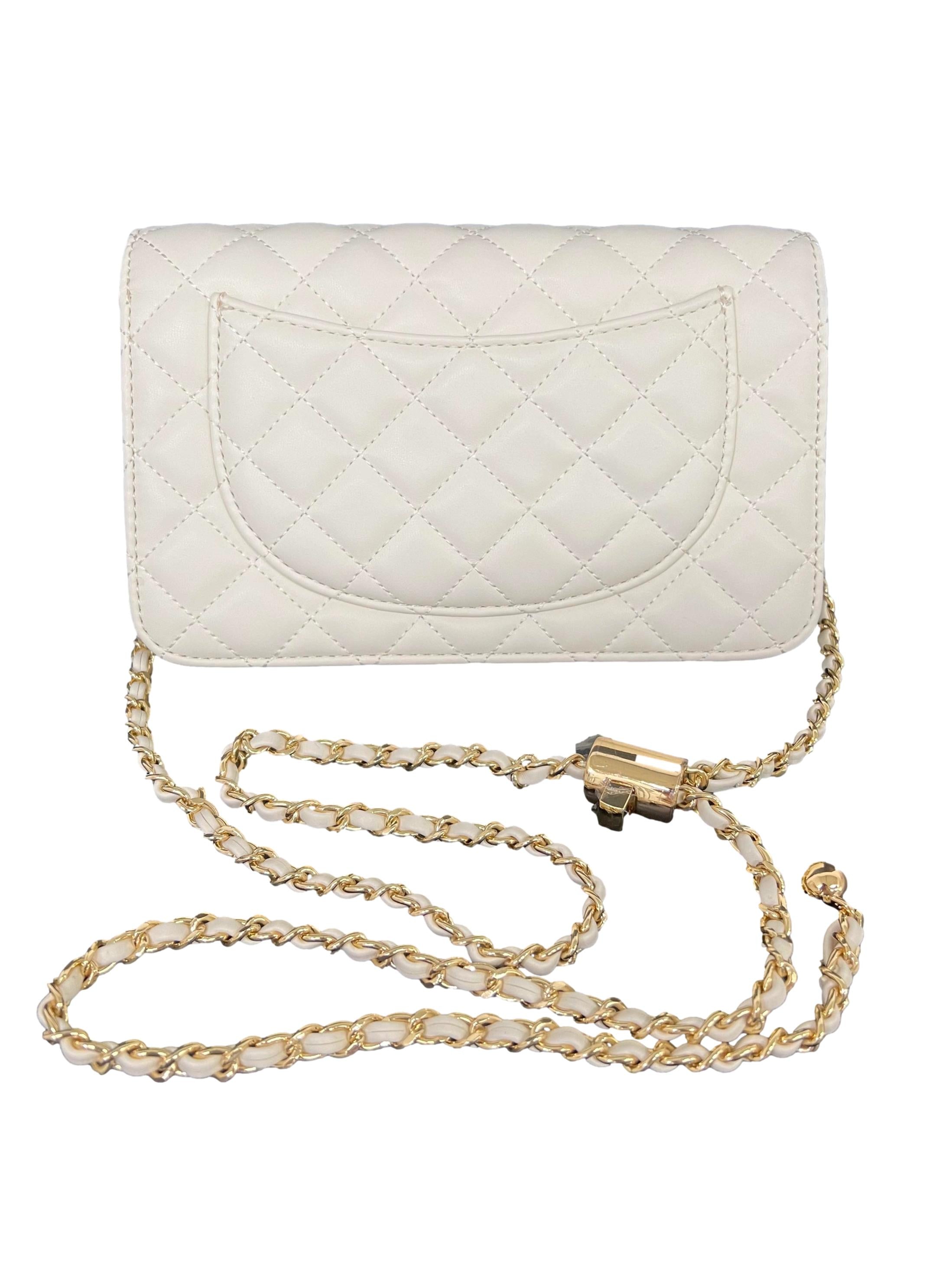 Cream Cressida Quilted Push-Lock Clutch