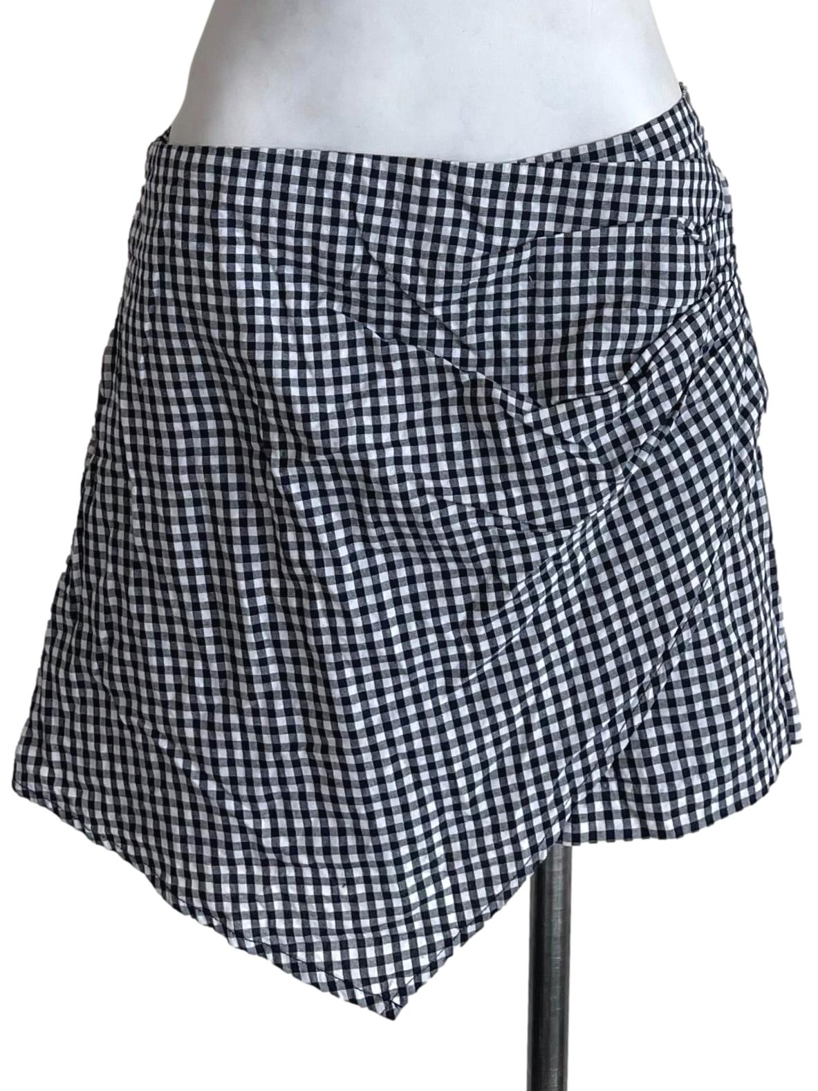 Dark Navy Gingham Draped Skorts