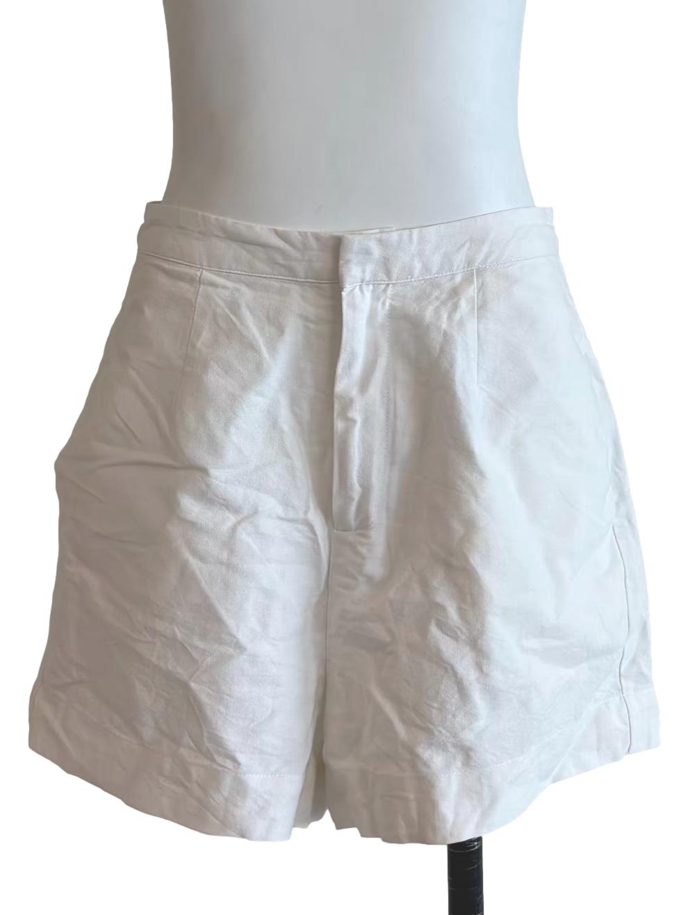 Off White Cotton Shorts