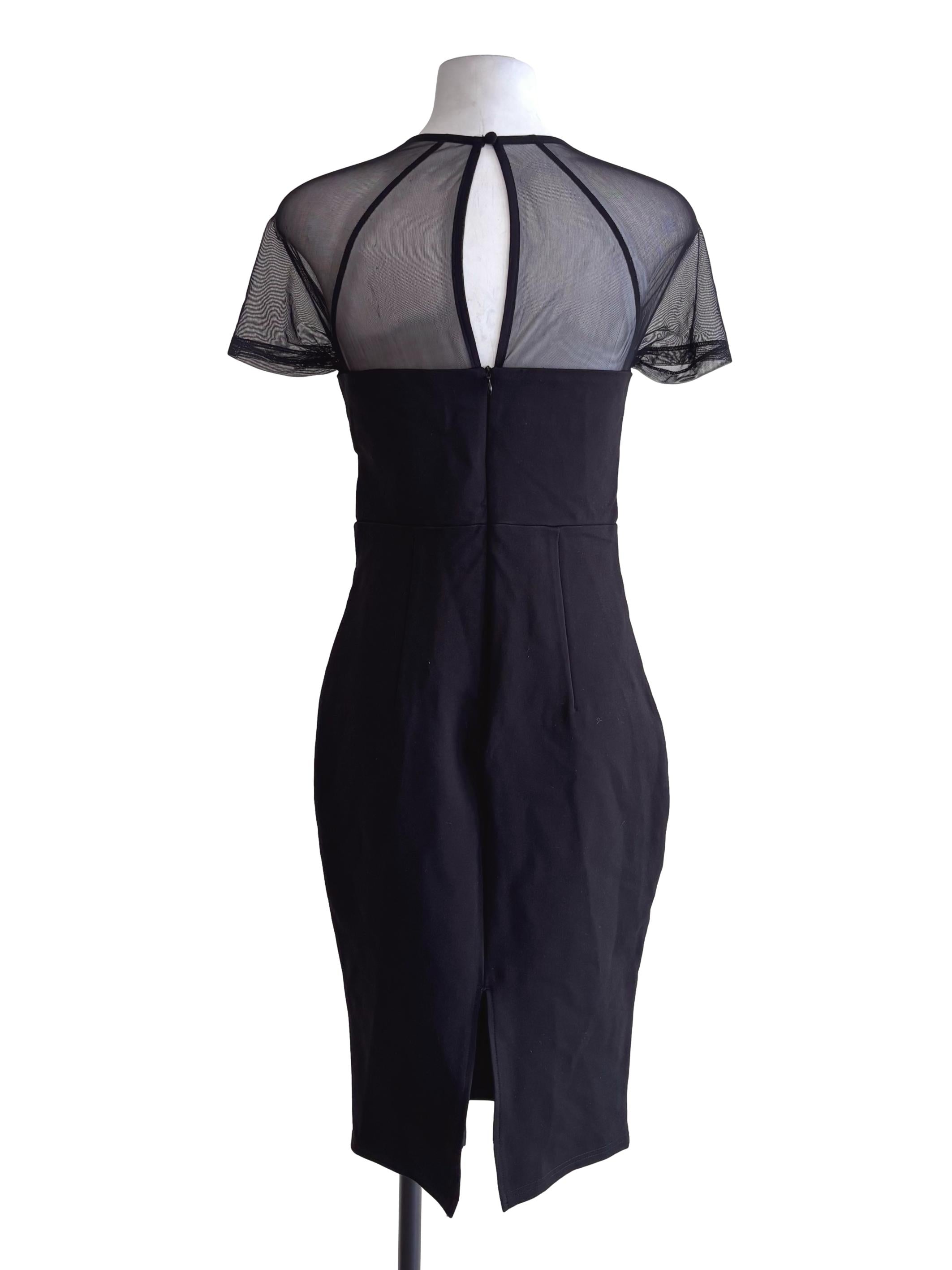 Black Mesh Cap Sleeve Dress