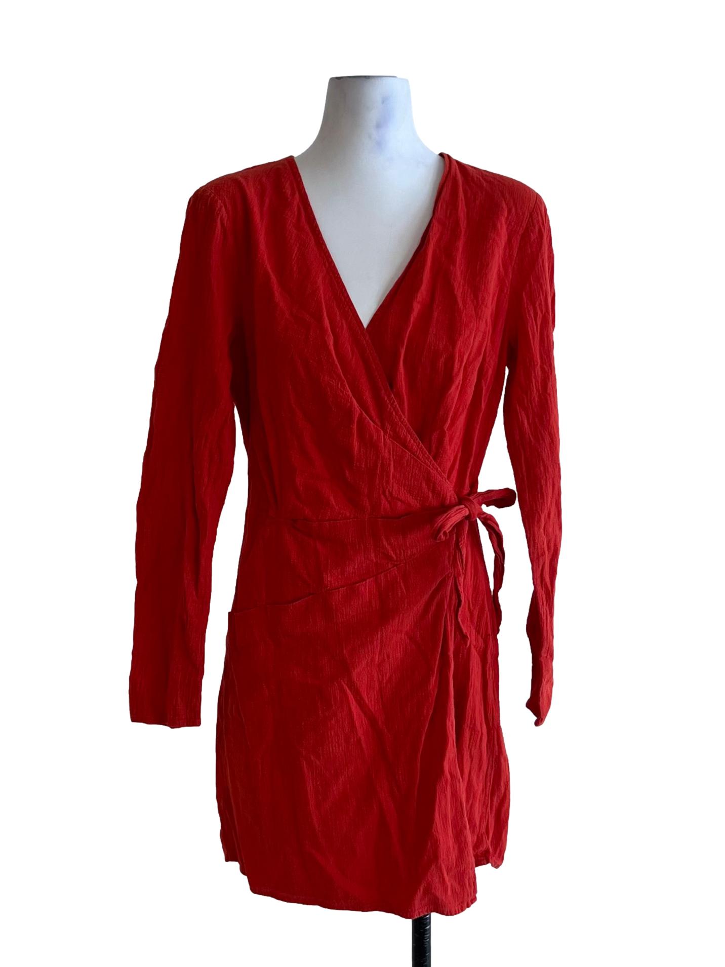 Amber Orange V-Neckline Wrap Dress