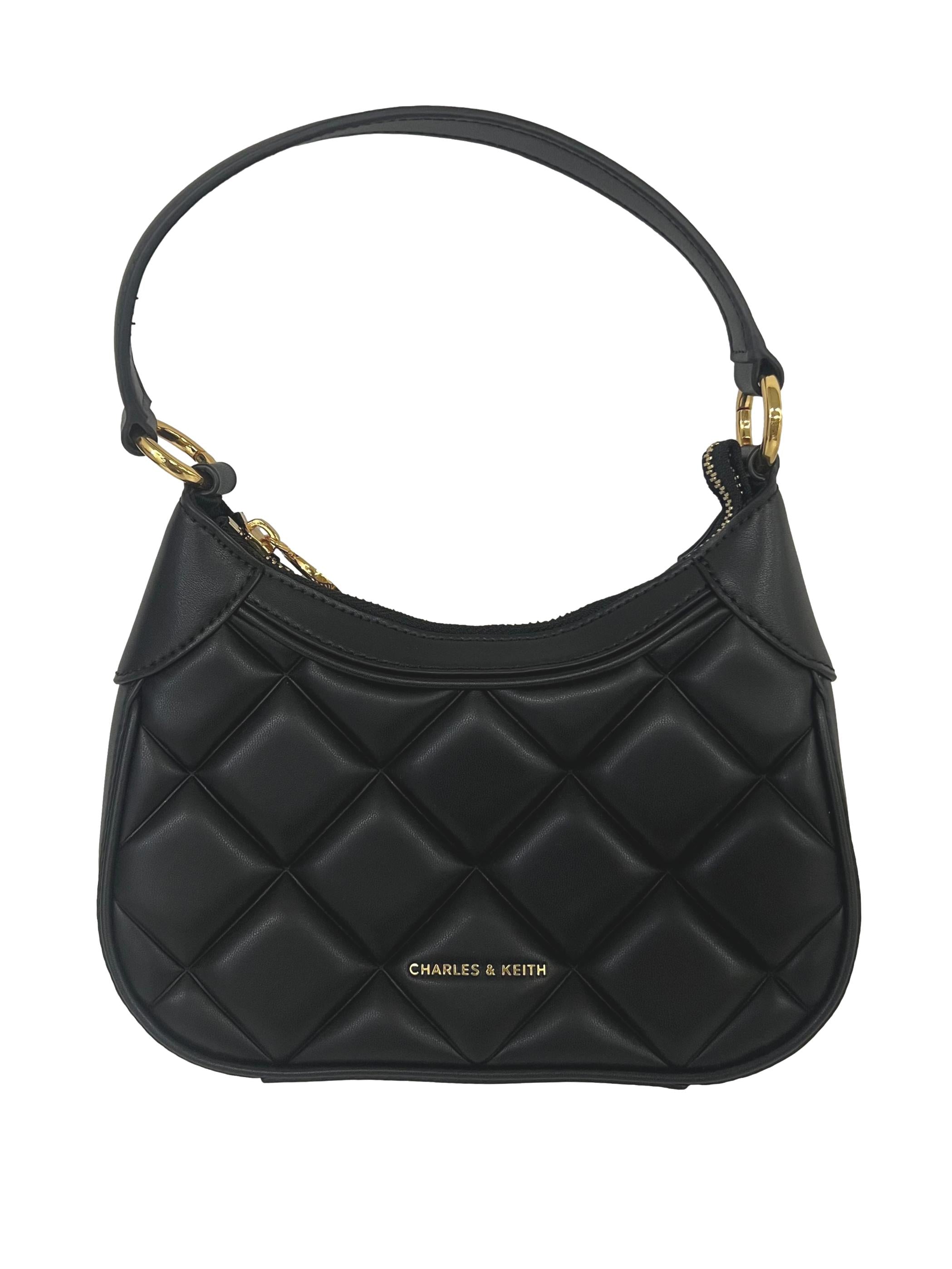 Black Mini Accott Scare Handle Quilted Bag