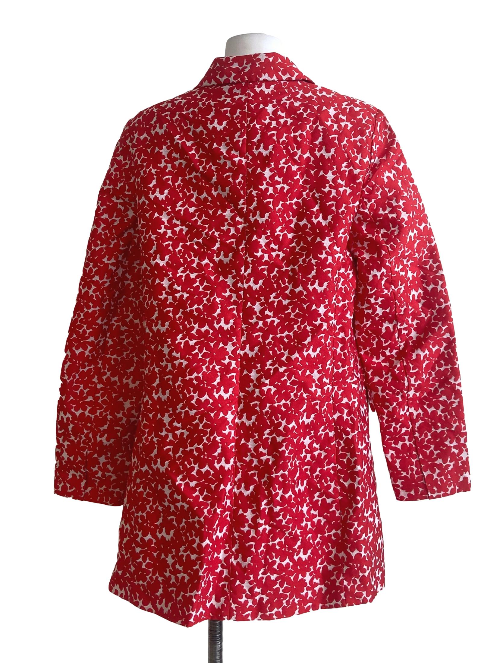 Rose Red Floral Double Breasted Blazer