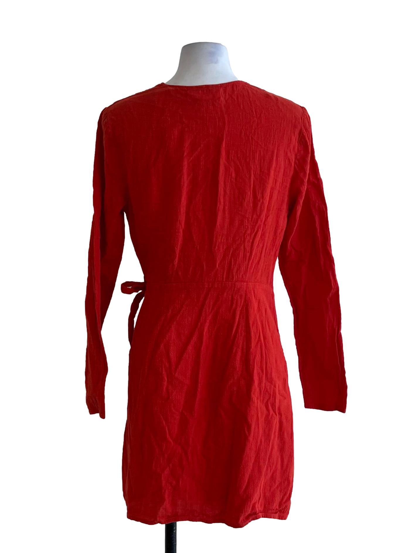 Amber Orange V-Neckline Wrap Dress