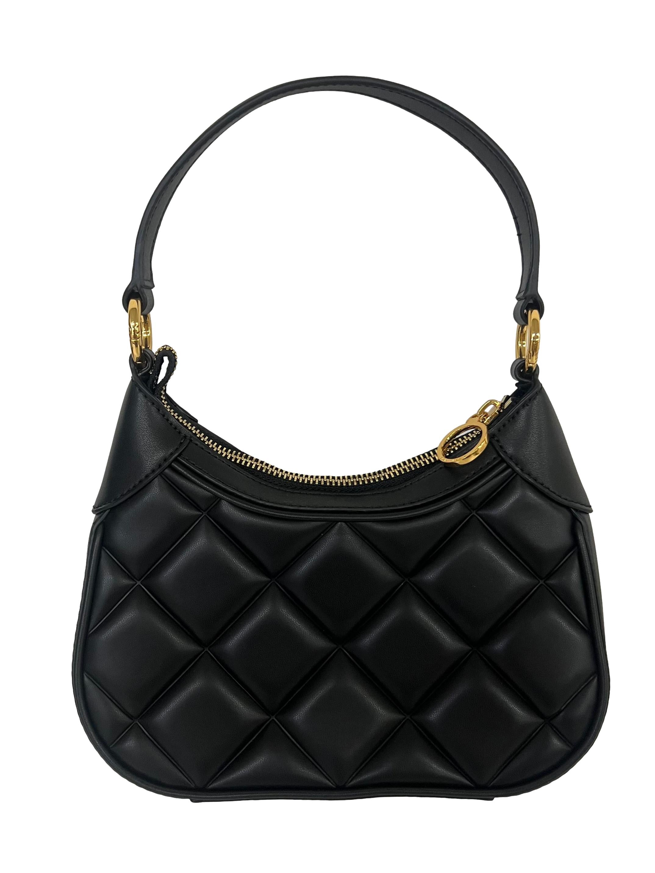Black Mini Accott Scare Handle Quilted Bag