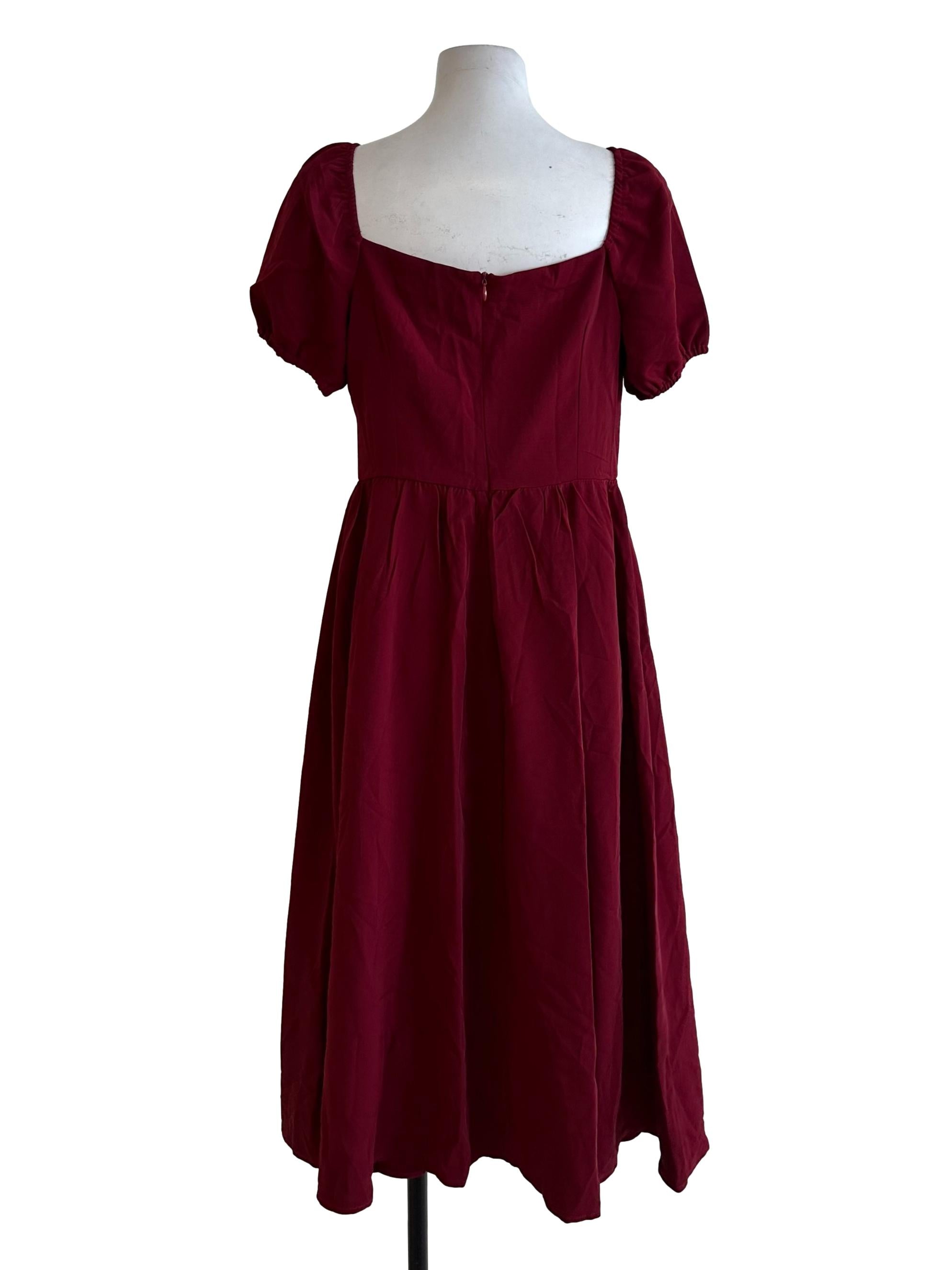 Ruby Red Square Neck Dropwaist Dress