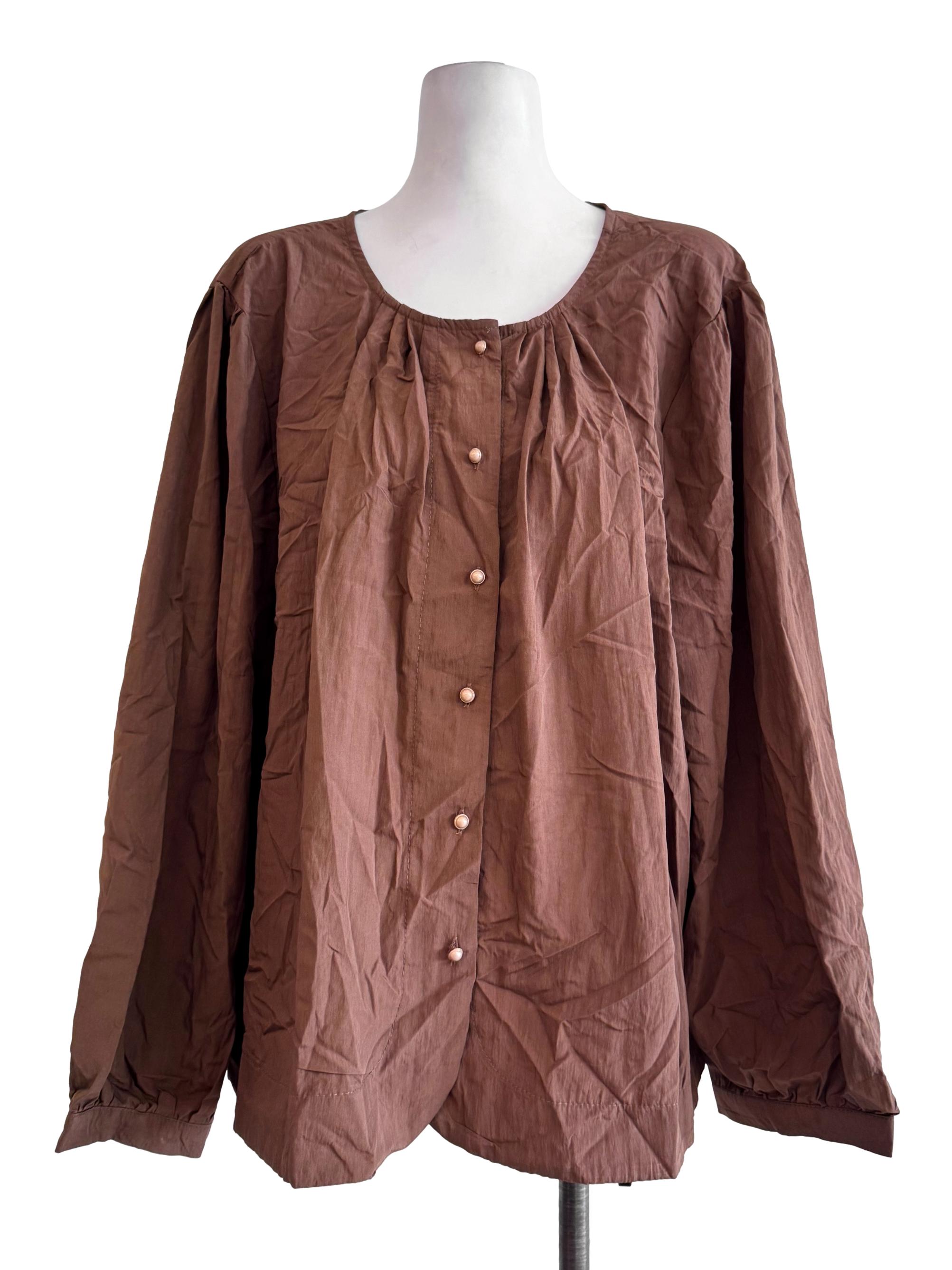 Tawny Brown Long Sleeve Oversize Blouse