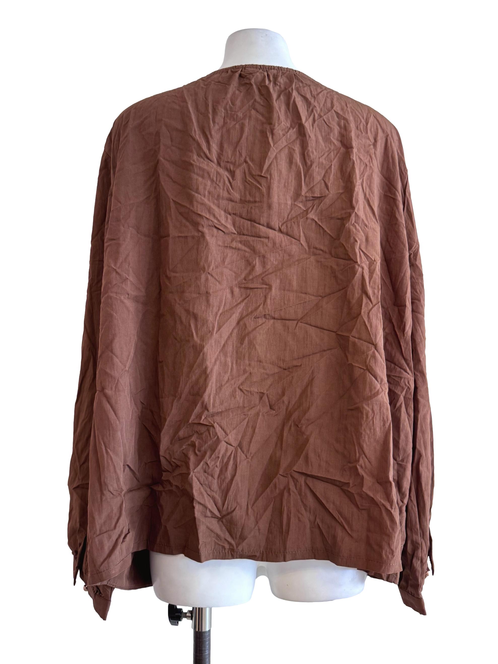 Tawny Brown Long Sleeve Oversize Blouse