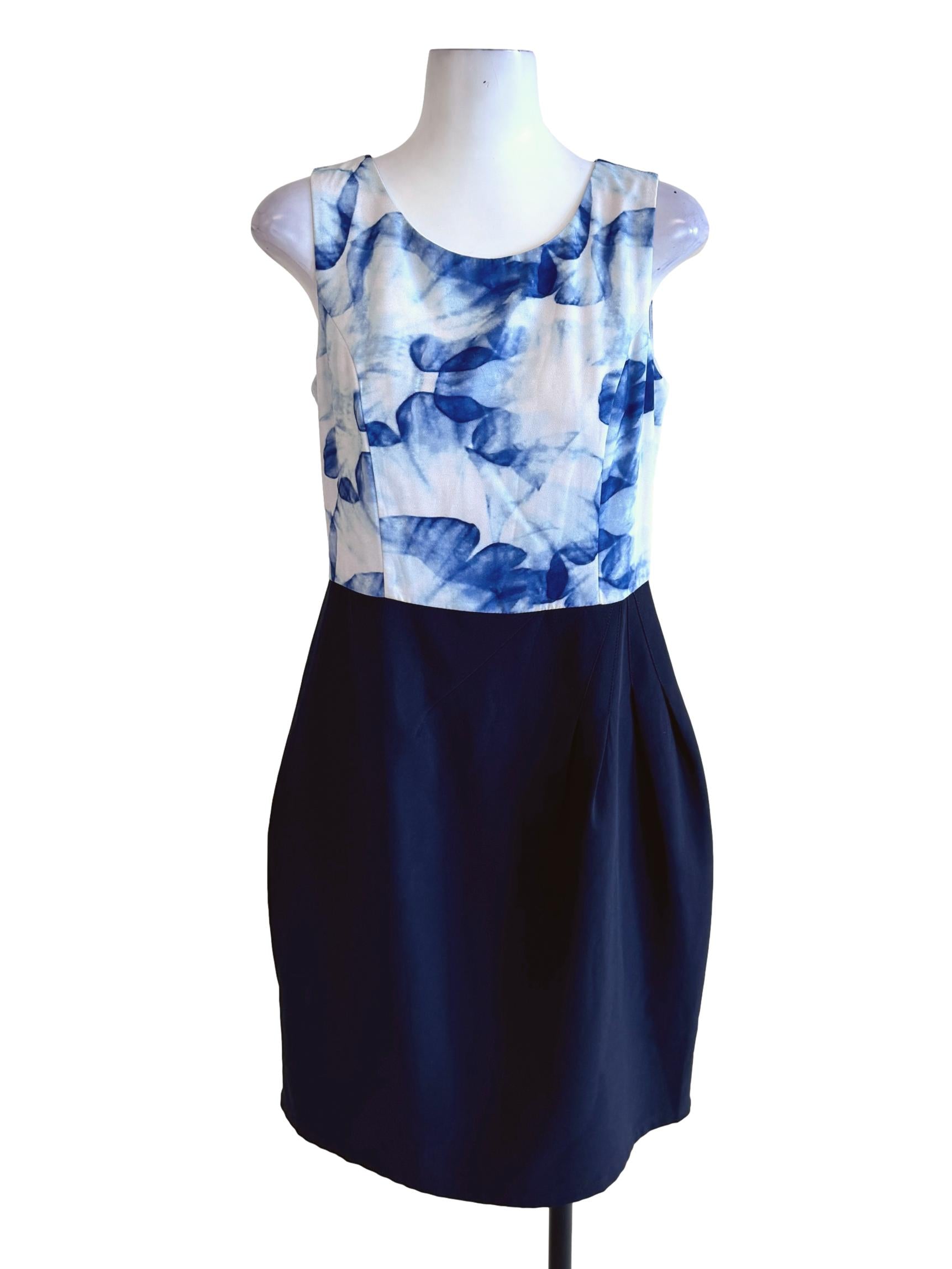 Blue Abstract Sleeveless Dress