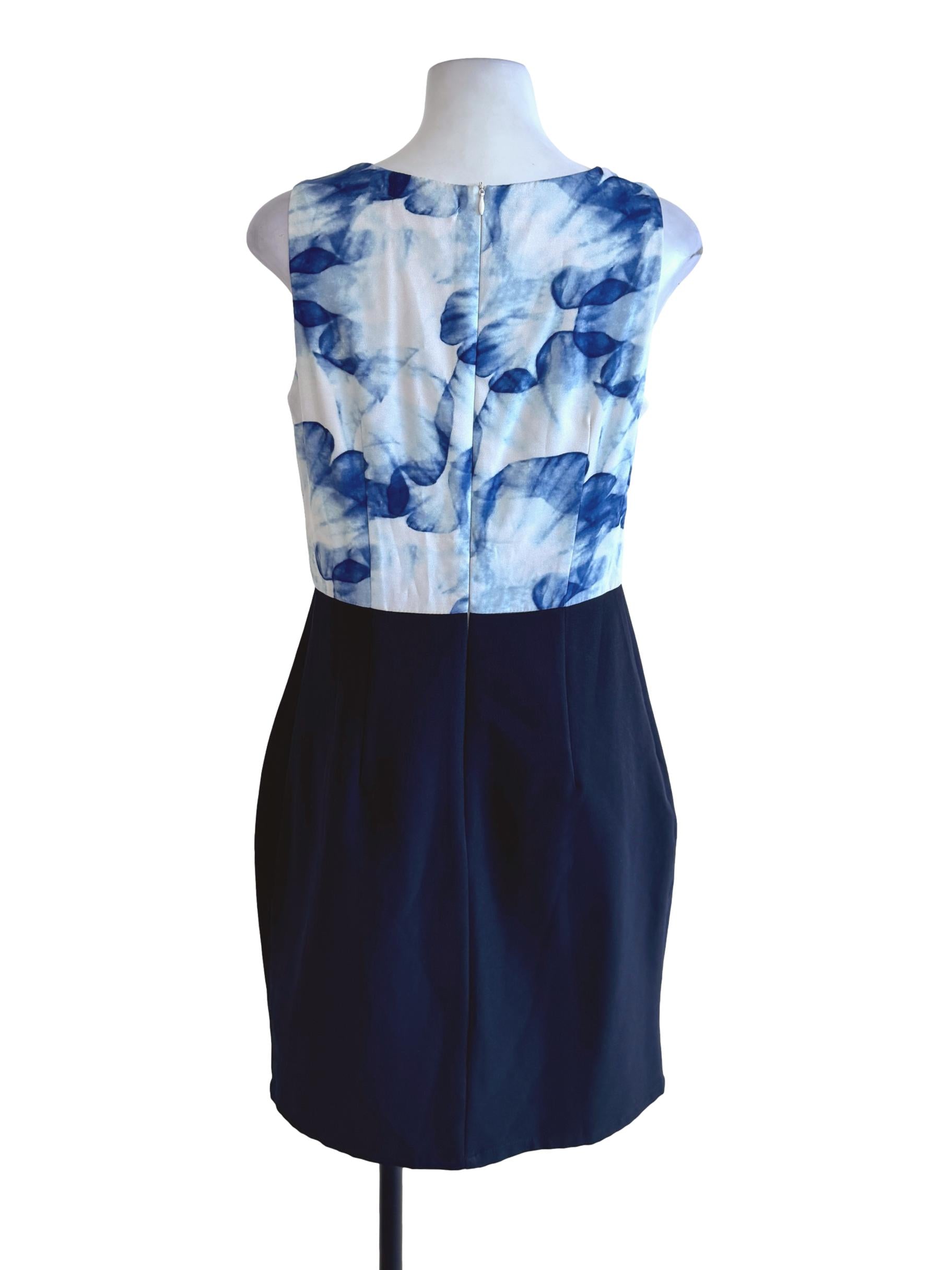 Blue Abstract Sleeveless Dress