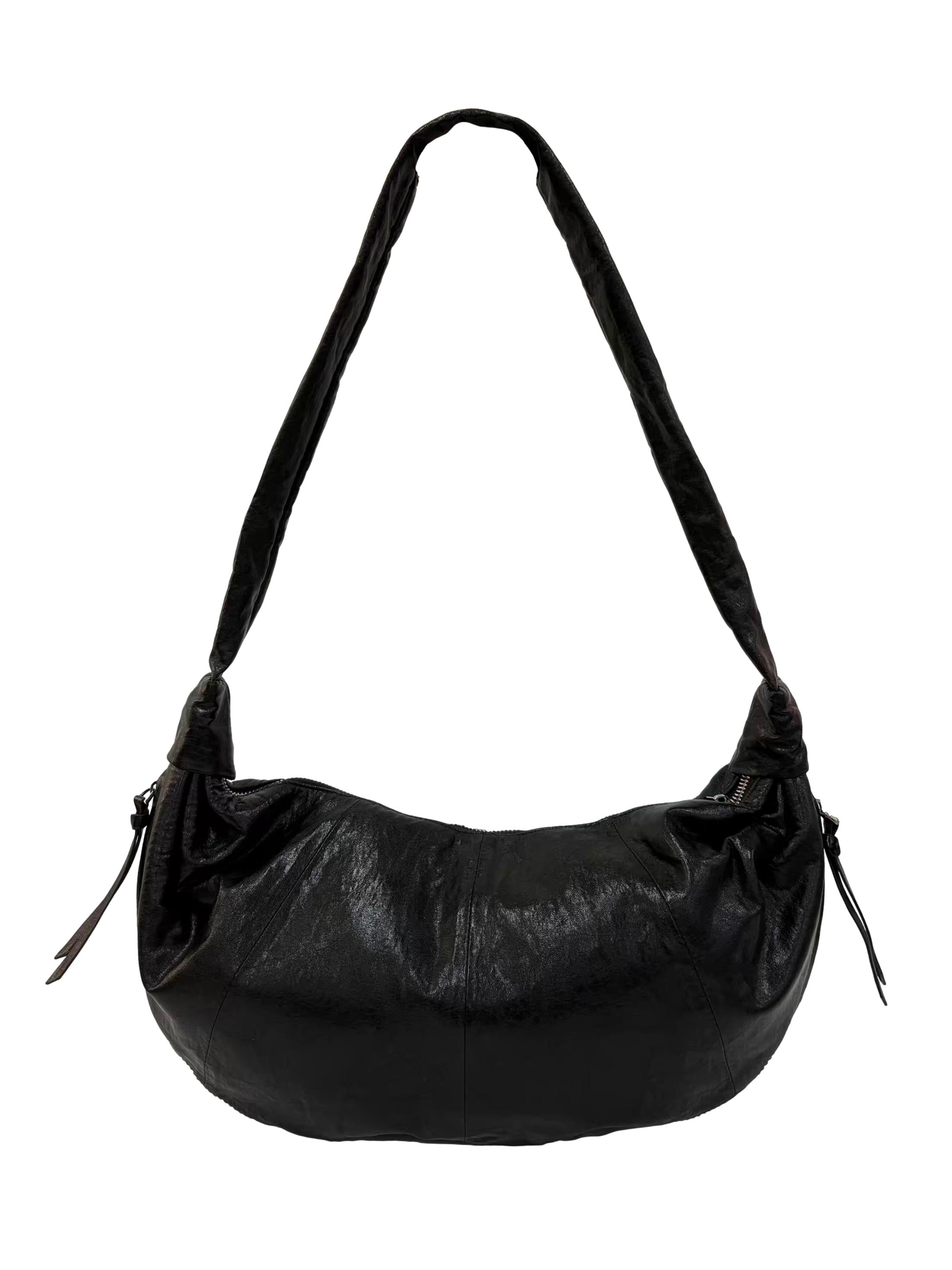 Black Large Croissant Crossbody Bag