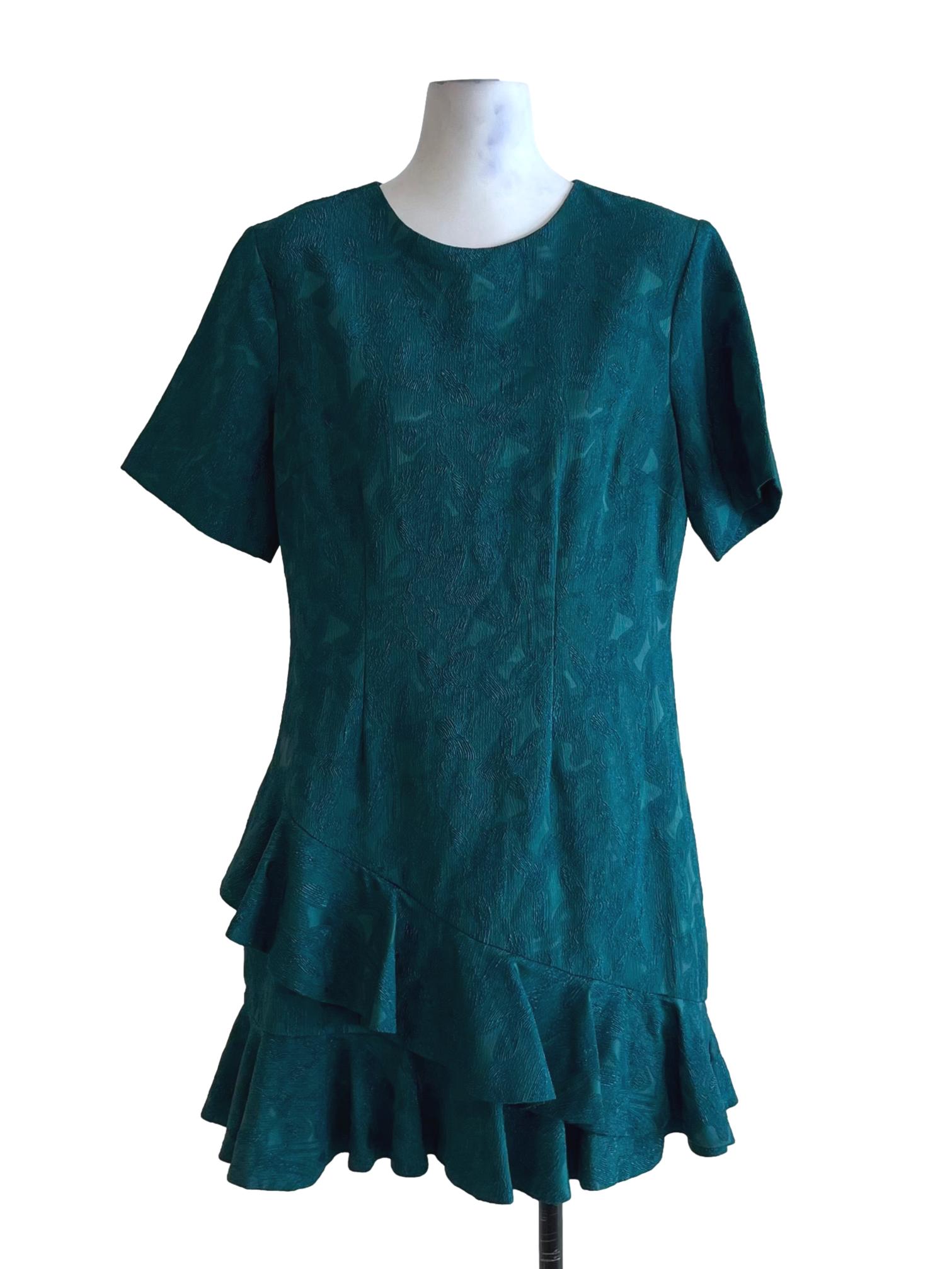 Fern Green Jewel Neckline Empire Dress