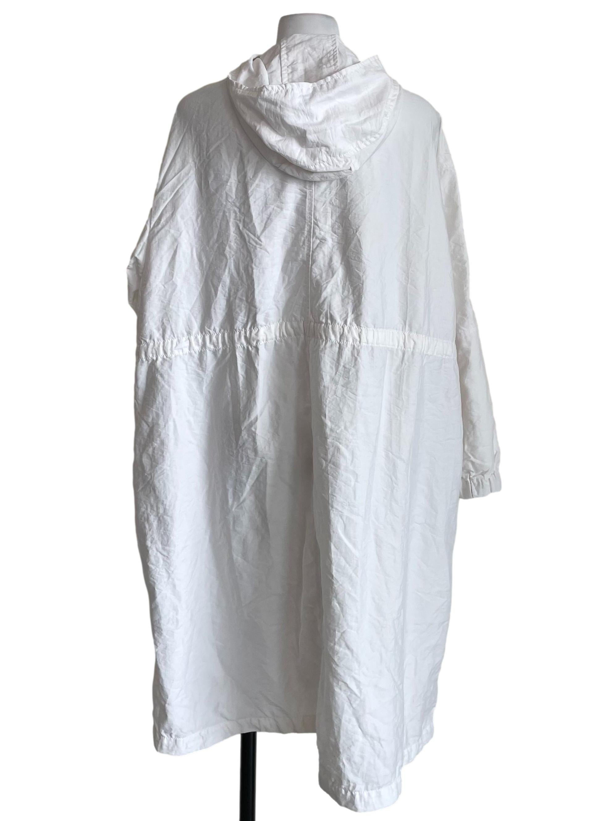 White Hooded Balmacaan Trench Coat