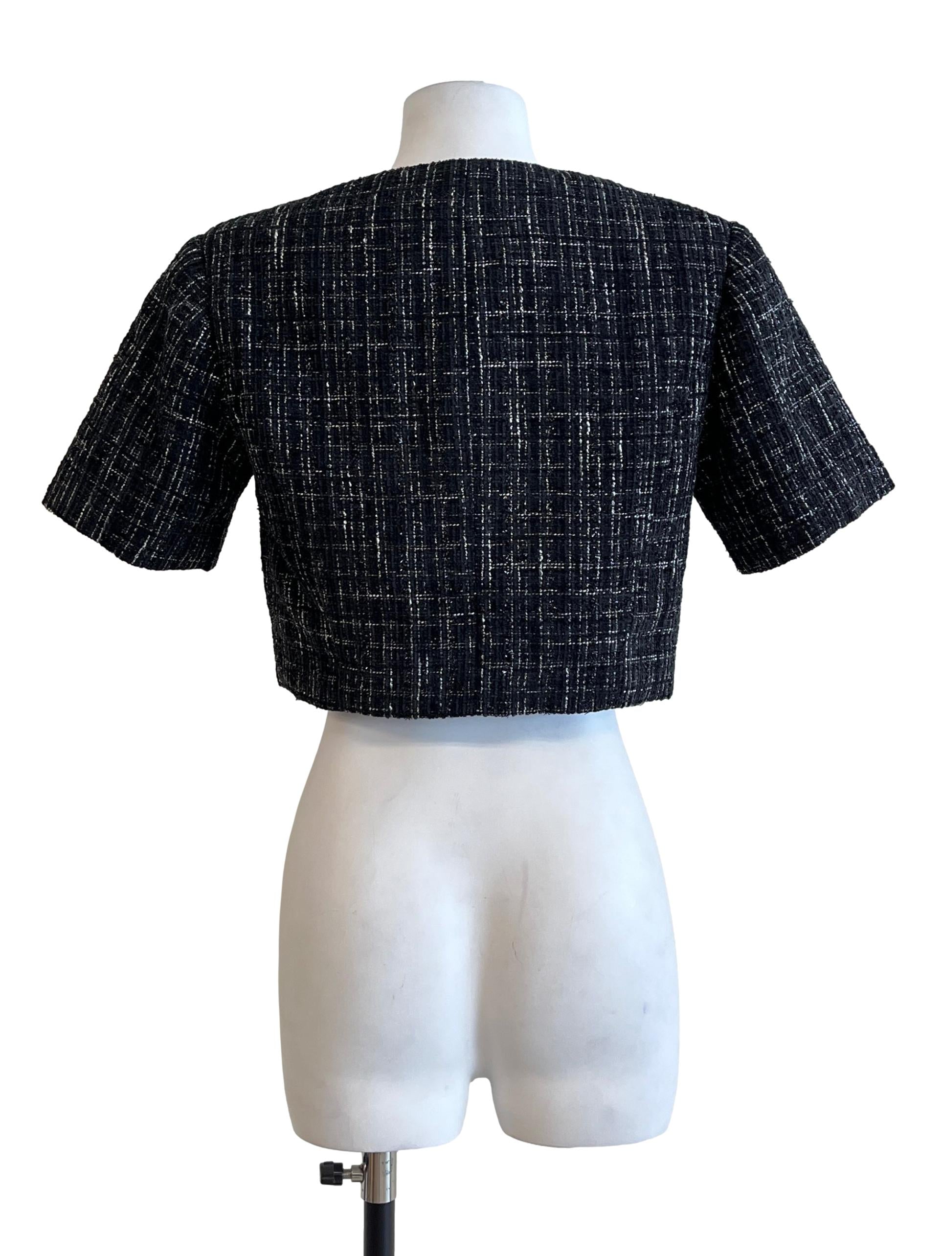 Onyx Black Tweed Cropped Top