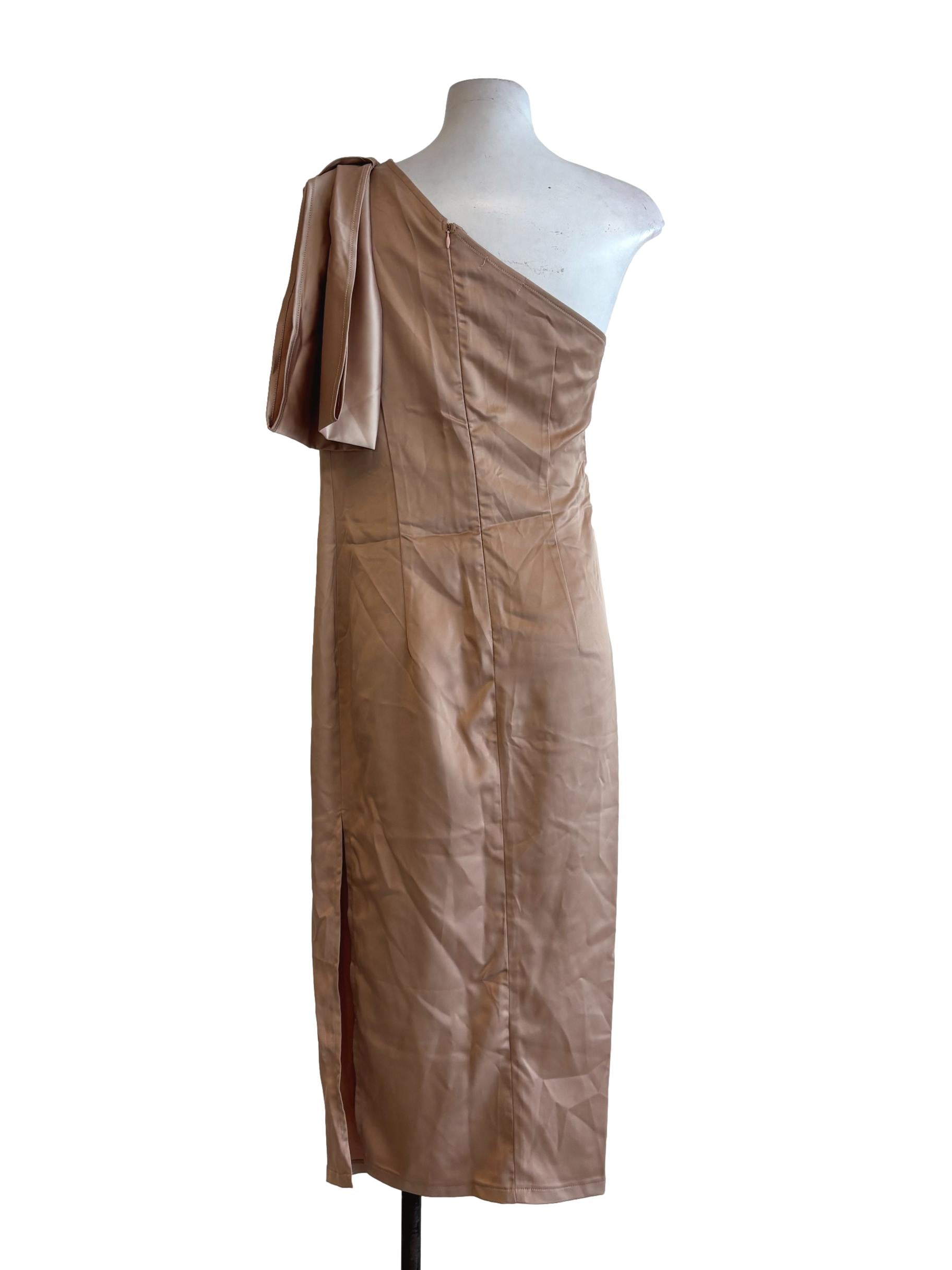 Cashmere Satin One Shoulder Dress