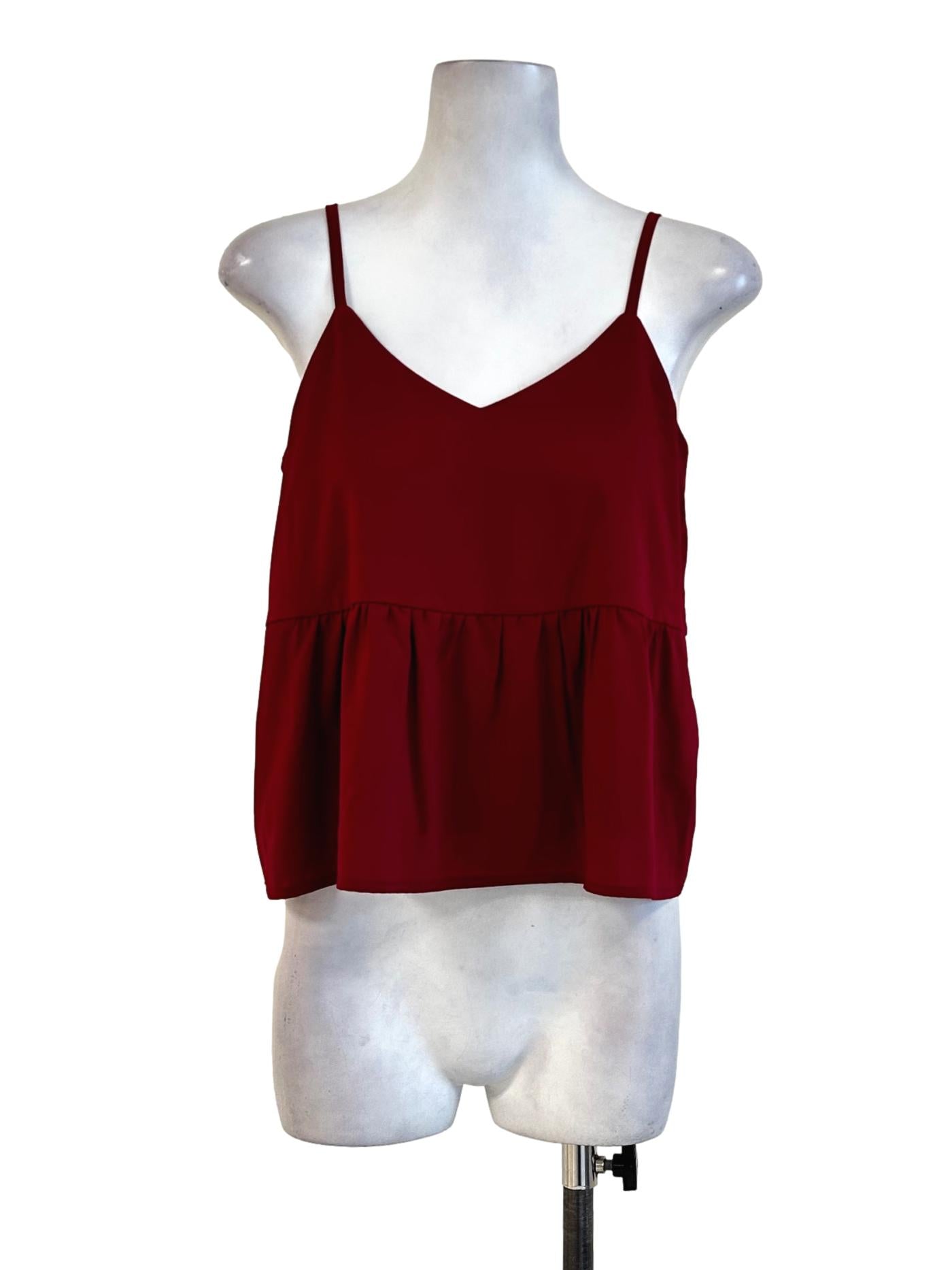 Red V Neckline Sleeveless Top TTR