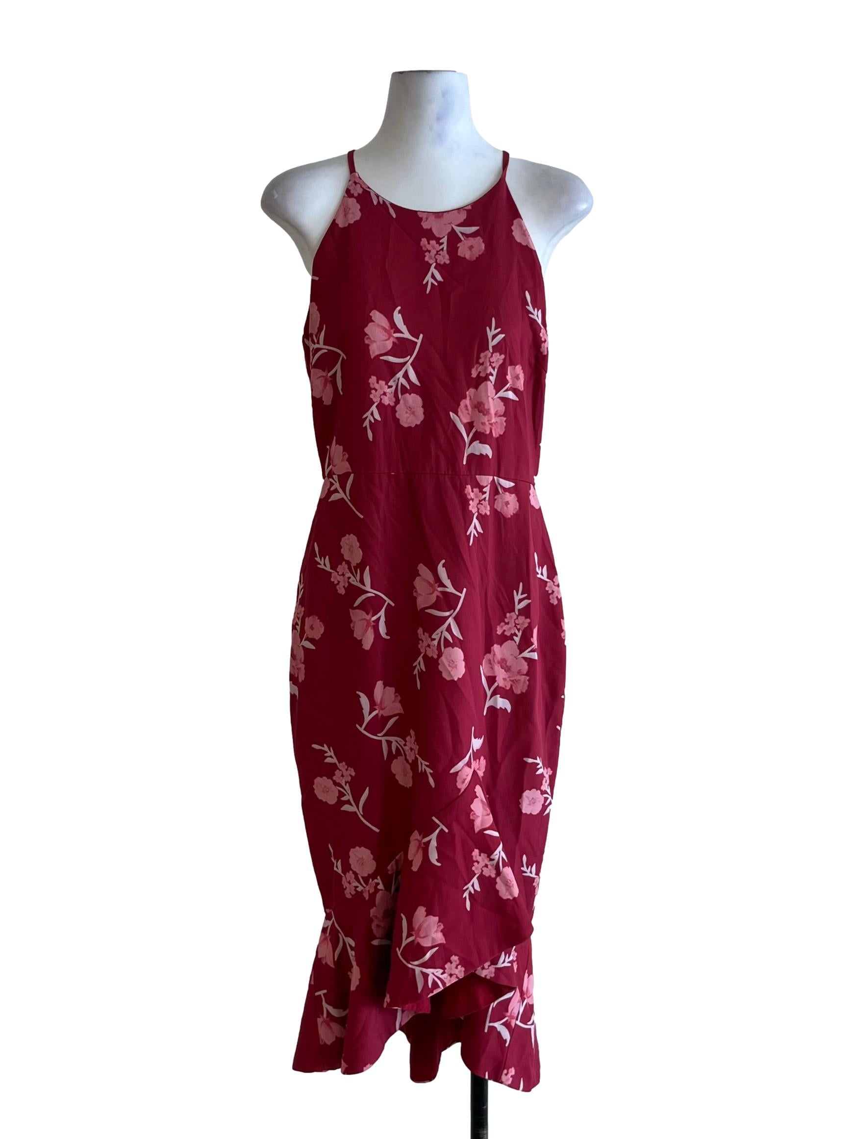 Red Floral A-Line Dress