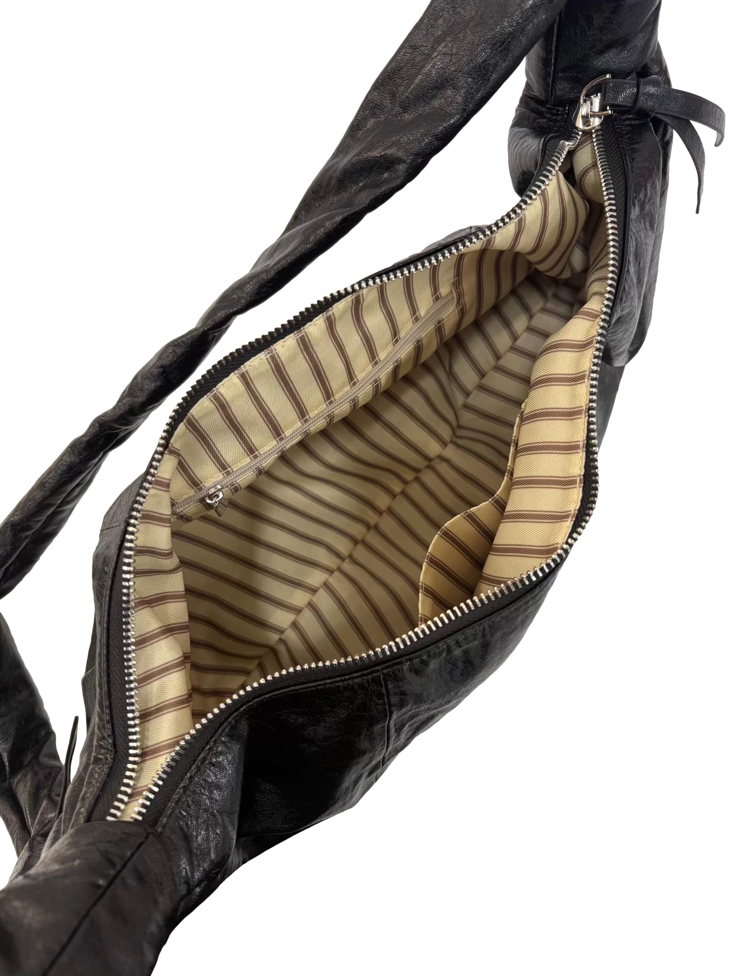 Black Large Croissant Crossbody Bag