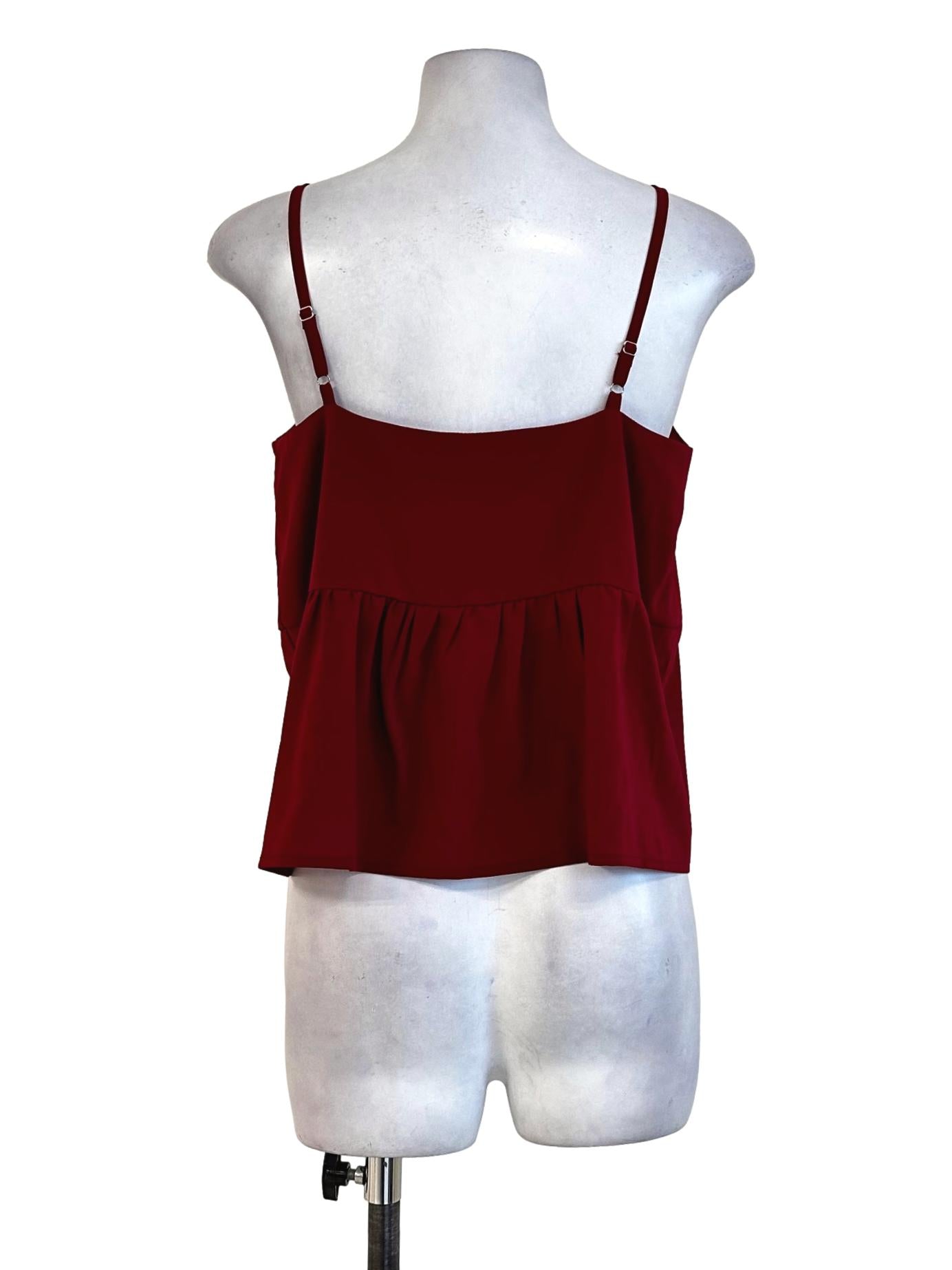 Red V Neckline Sleeveless Top TTR