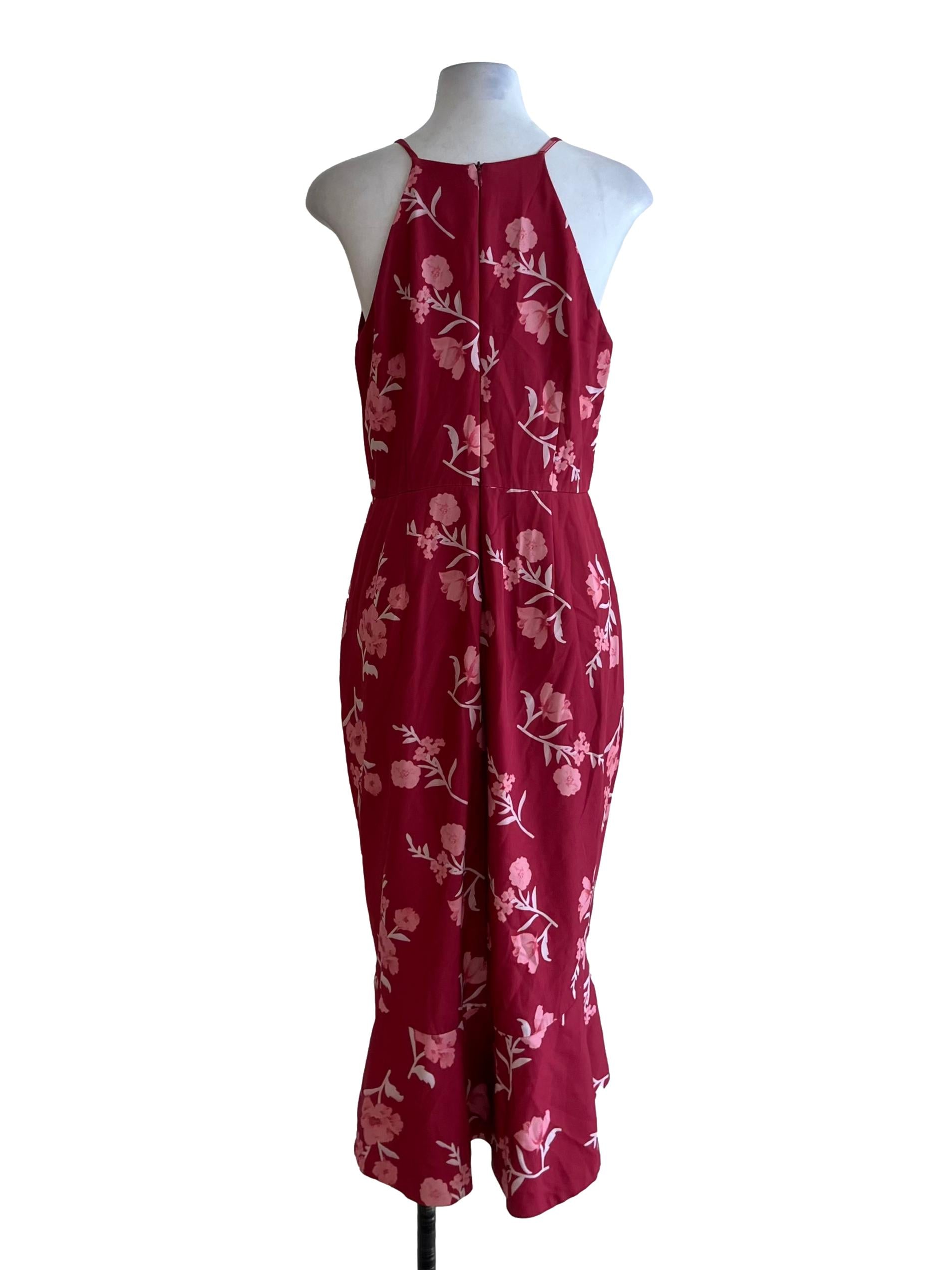 Red Floral A-Line Dress