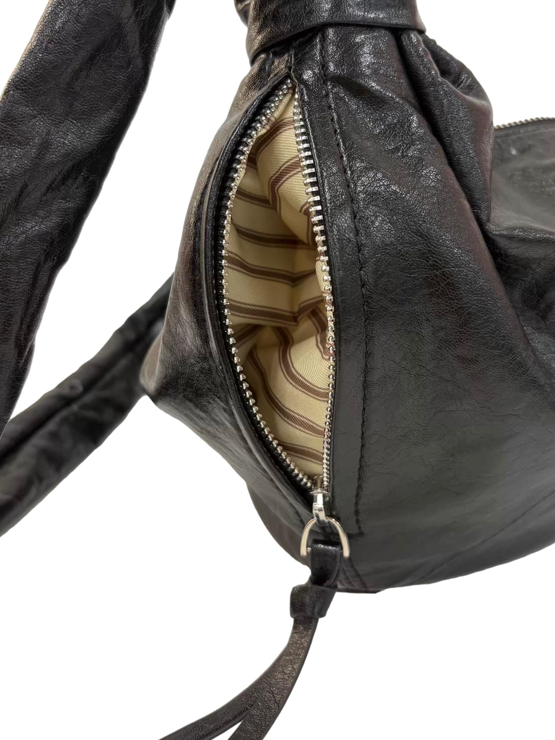 Black Large Croissant Crossbody Bag