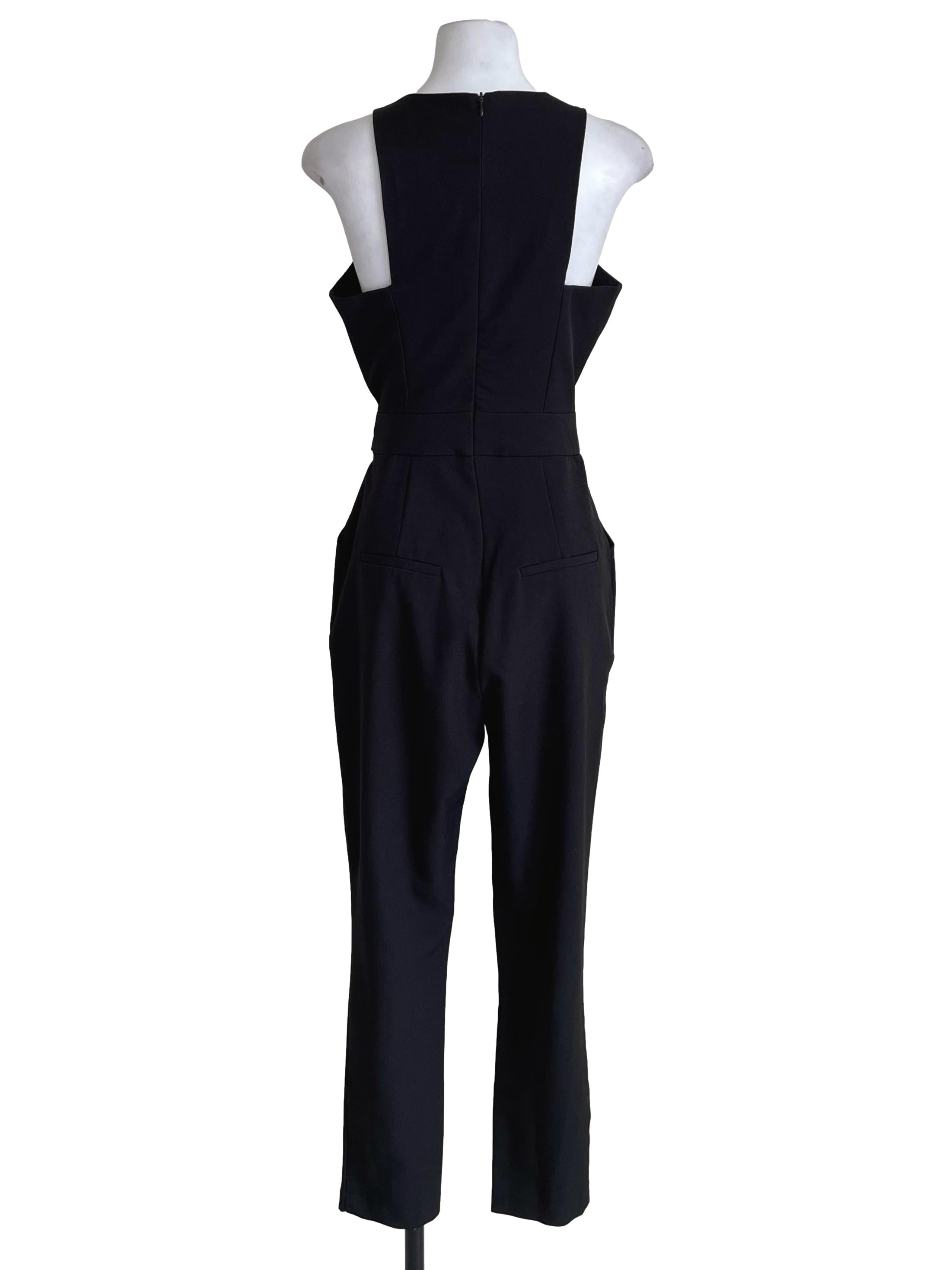 Soot Black Sleeveless Pleated Jumpsuit