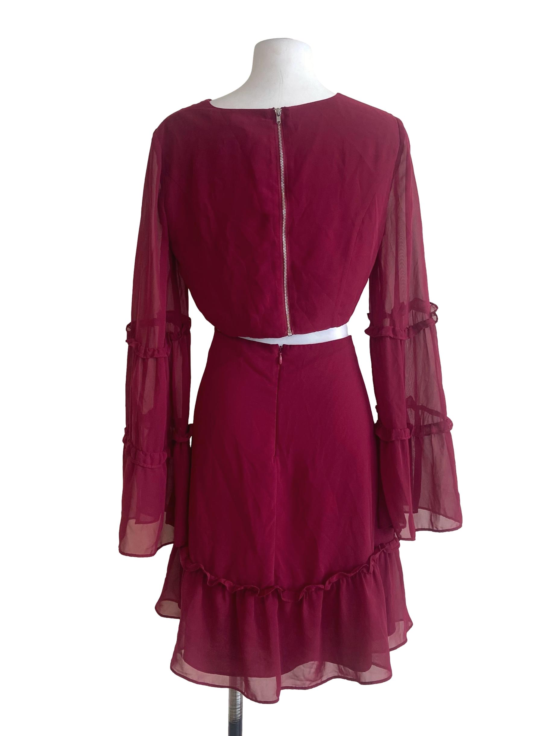 Magenta Purple Cut Out Dress