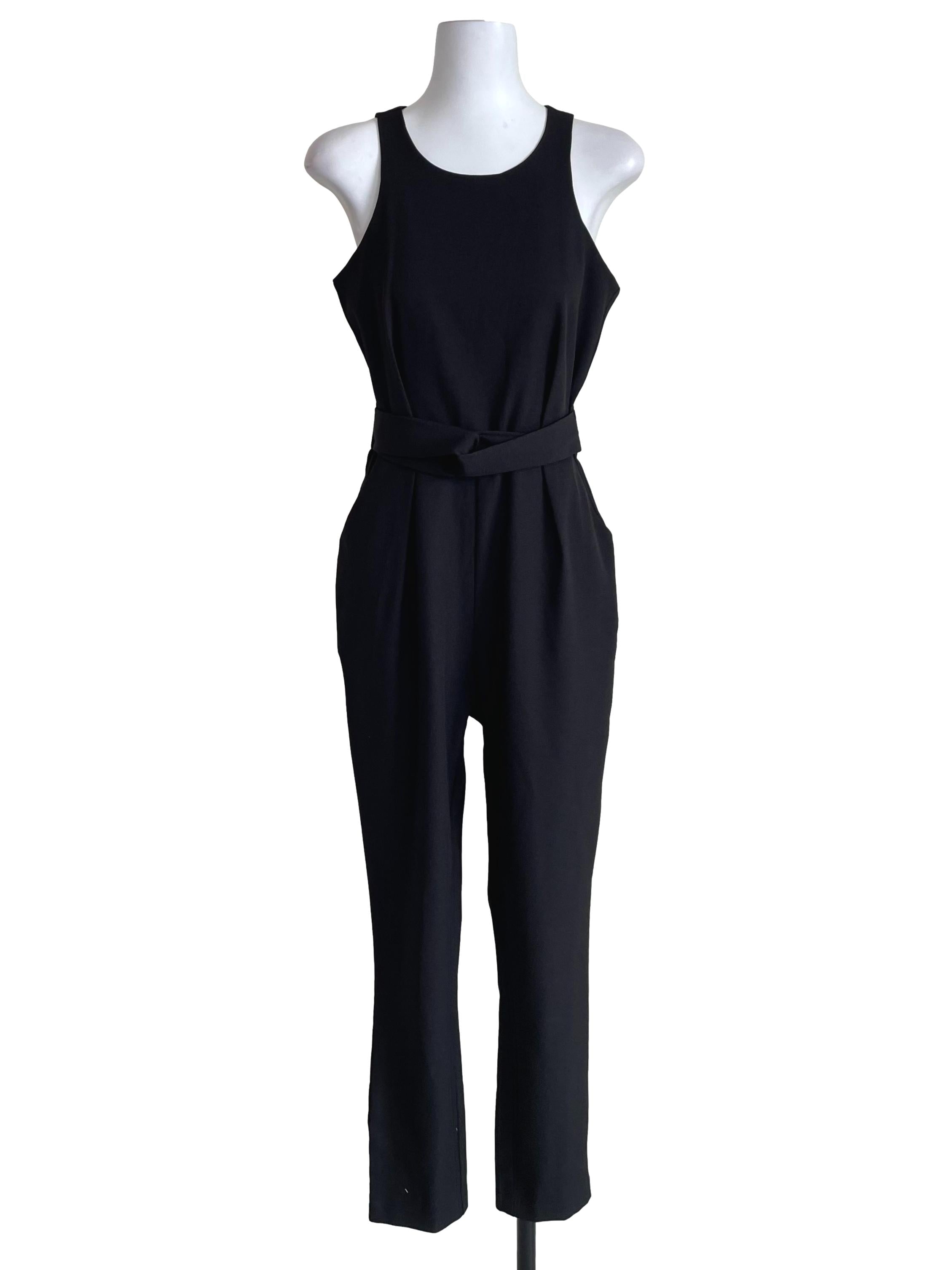 Soot Black Sleeveless Pleated Jumpsuit