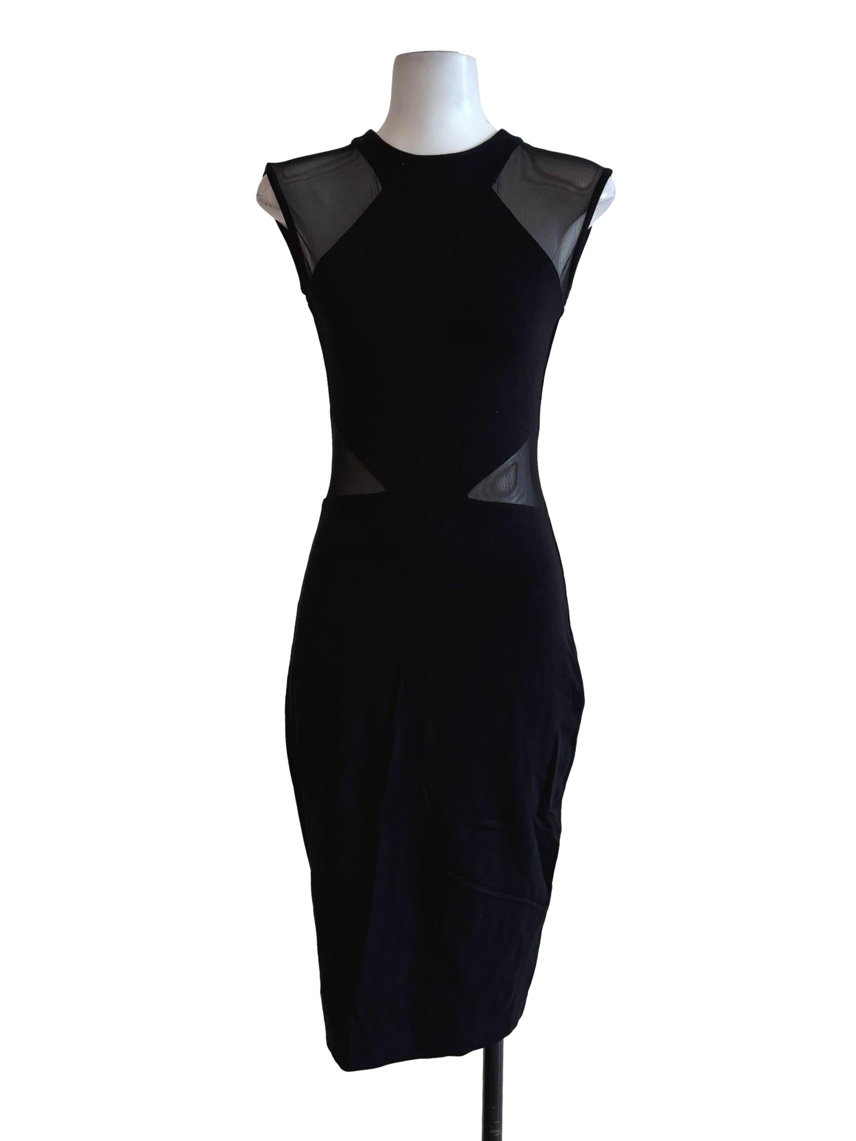 Black Illusion Neck Sleeveless Bodycon Dress