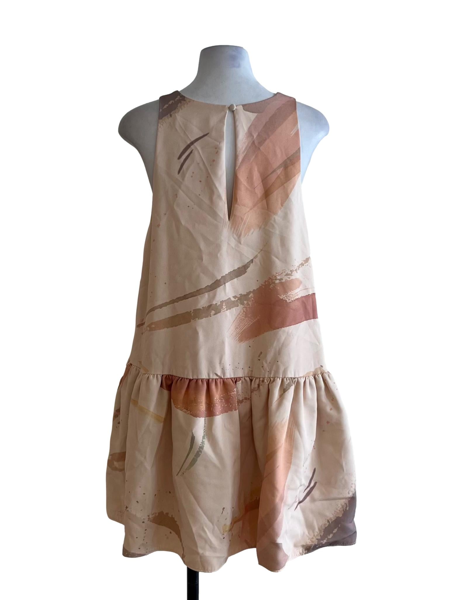 Beige Scoop Neckline Shift Dress